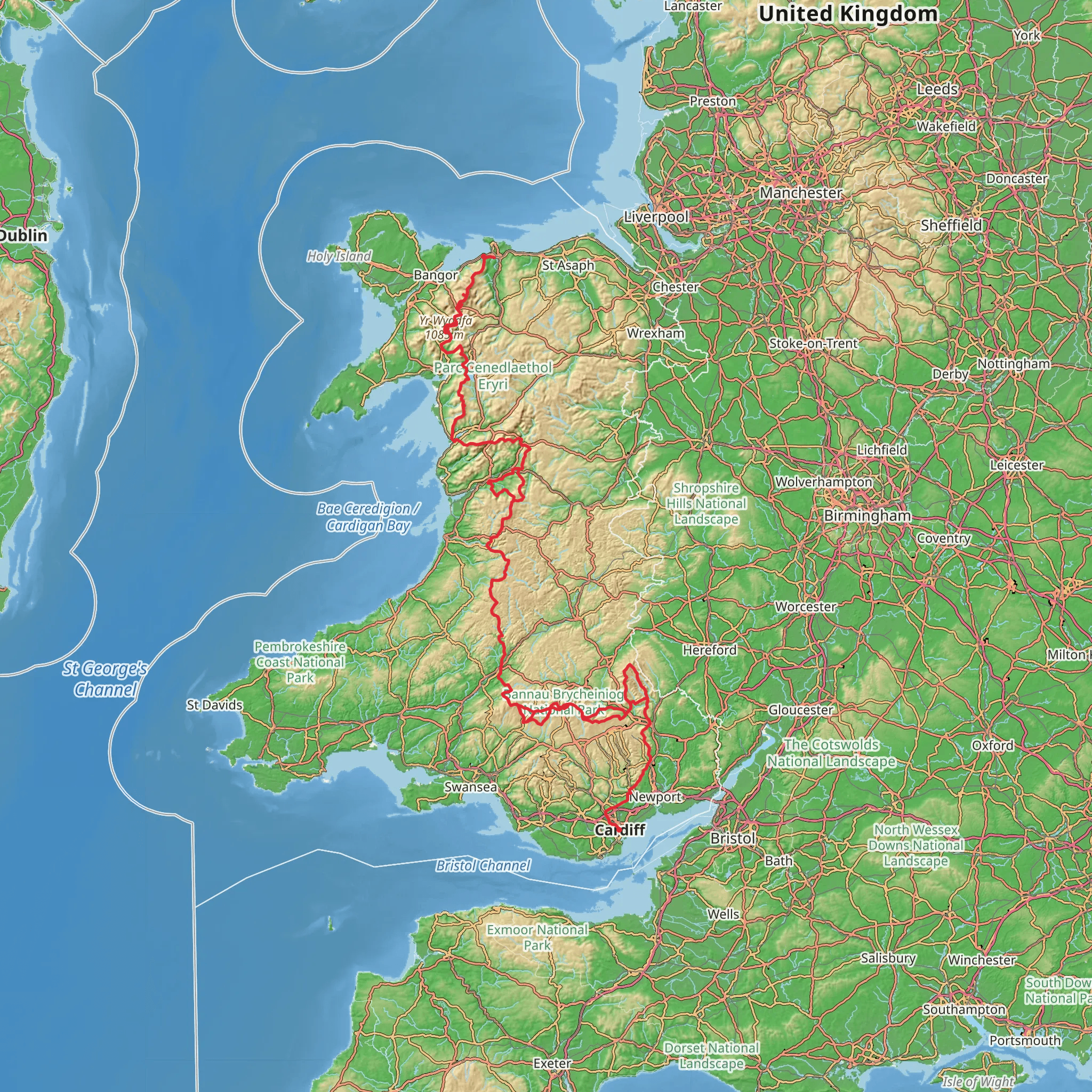 Cambrian Way mobile static map