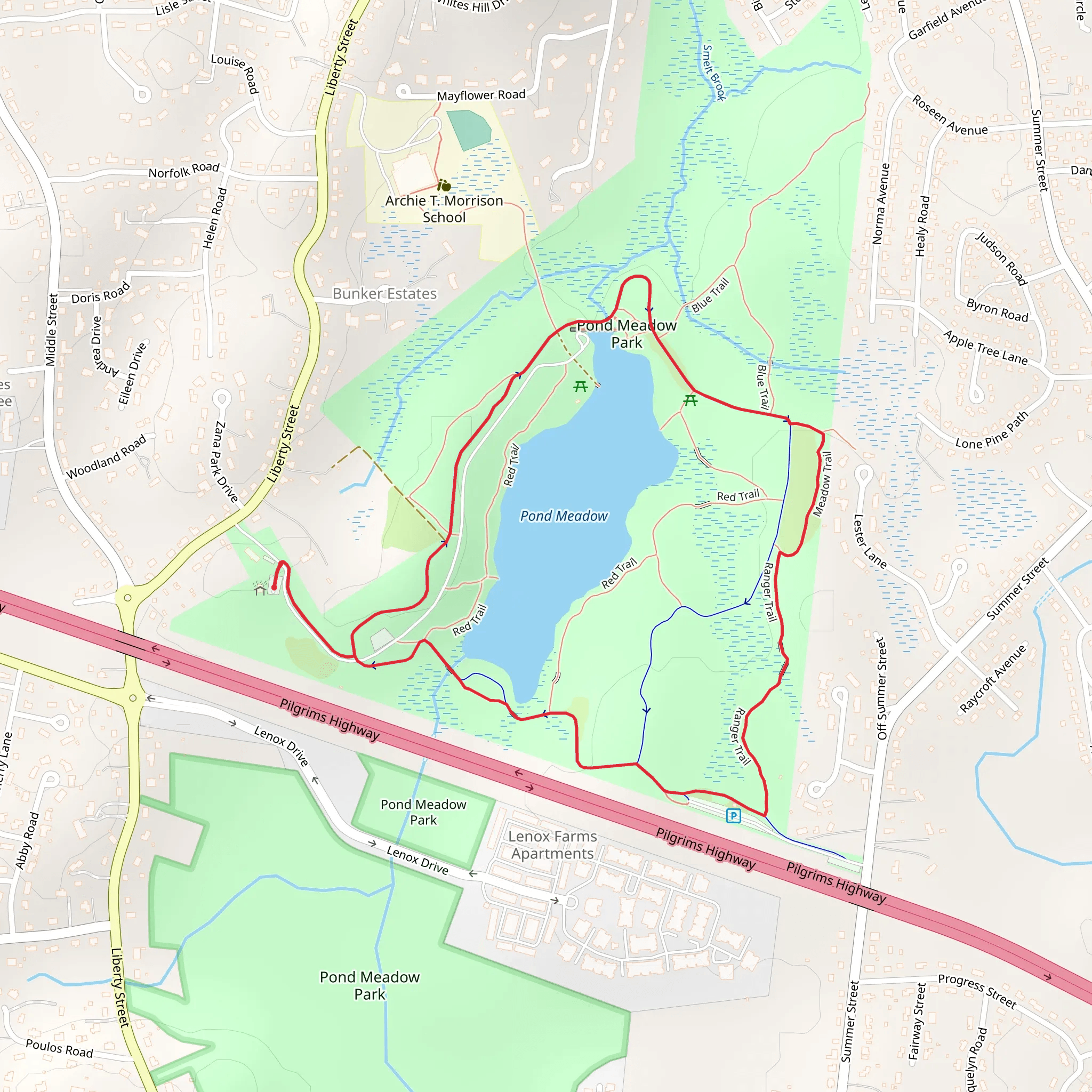 Pond Meadow Park Loop mobile static map