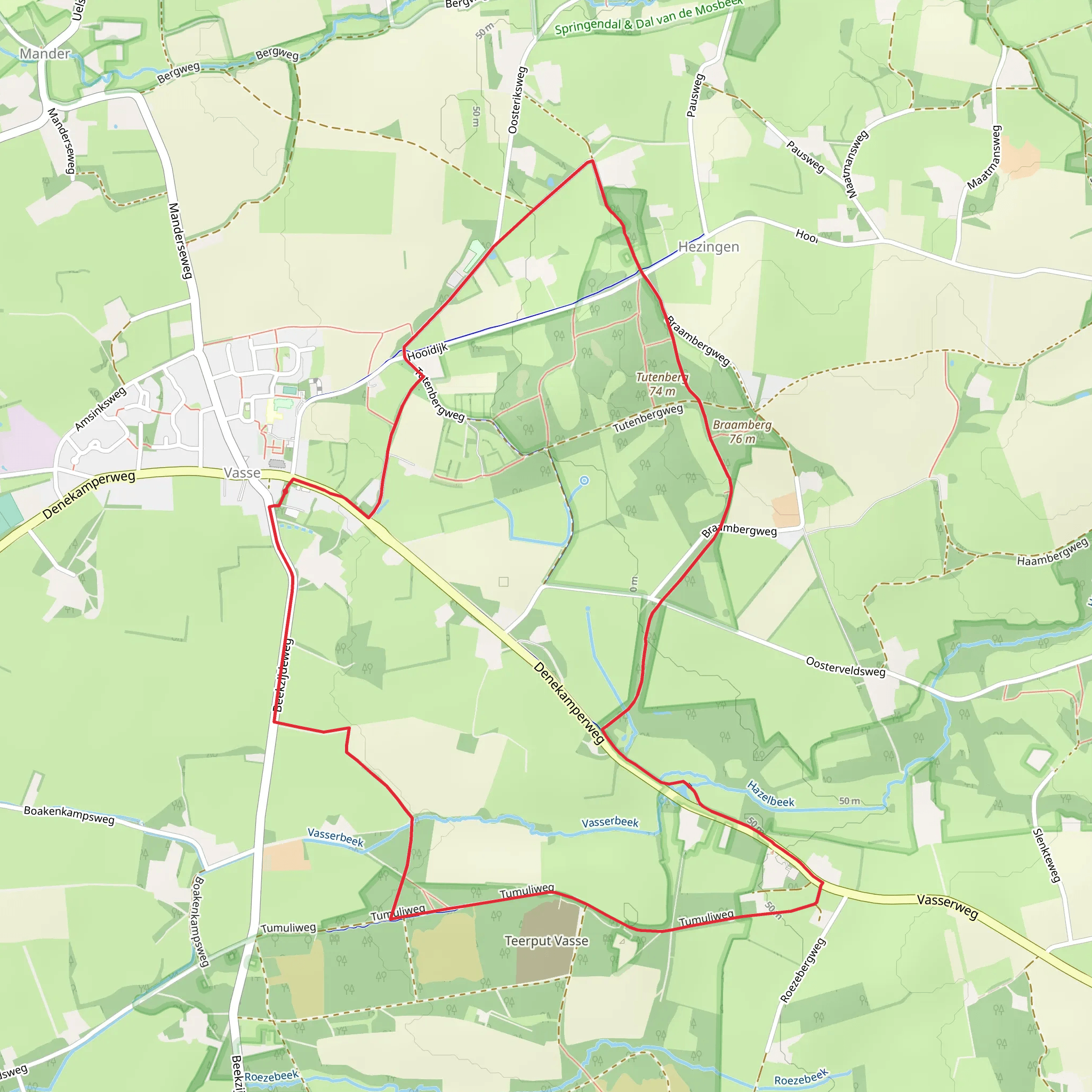 Tutenberg and Braamberg via Vasser Weg and Tumuli Weg mobile static map