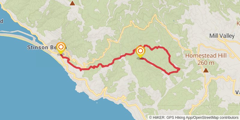Dipsea to Ben Johnson Trail Loop via Stinson Beach stage 2 Map