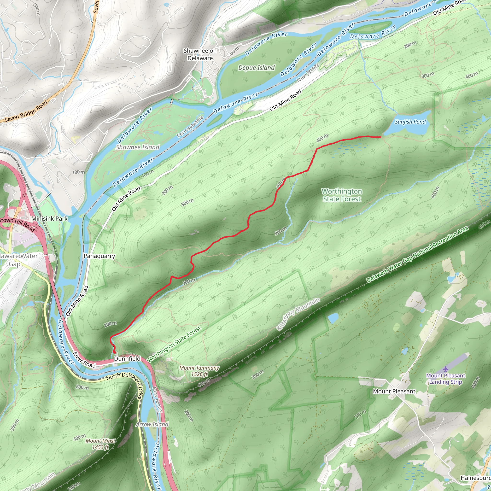 Sunfish Pond via Appalachian Trail mobile static map