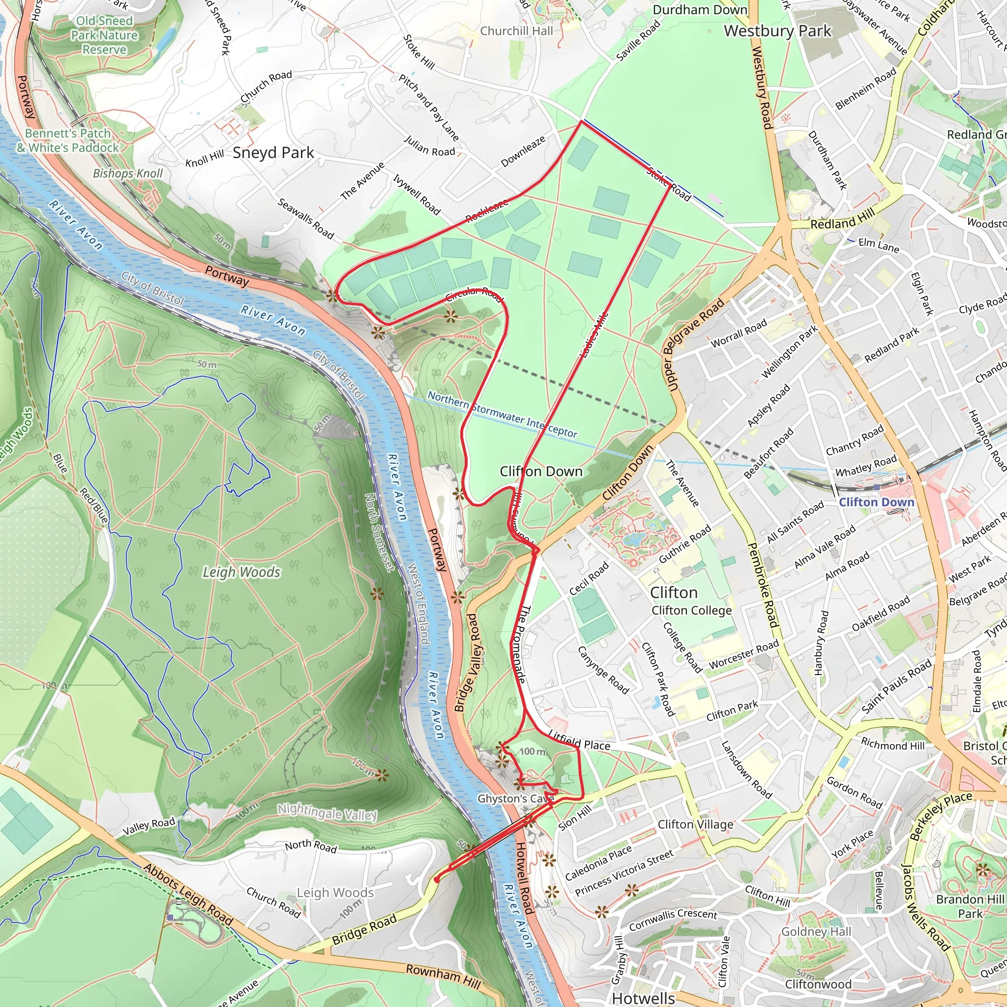 Fort Observatory and Clifton Down mobile static map