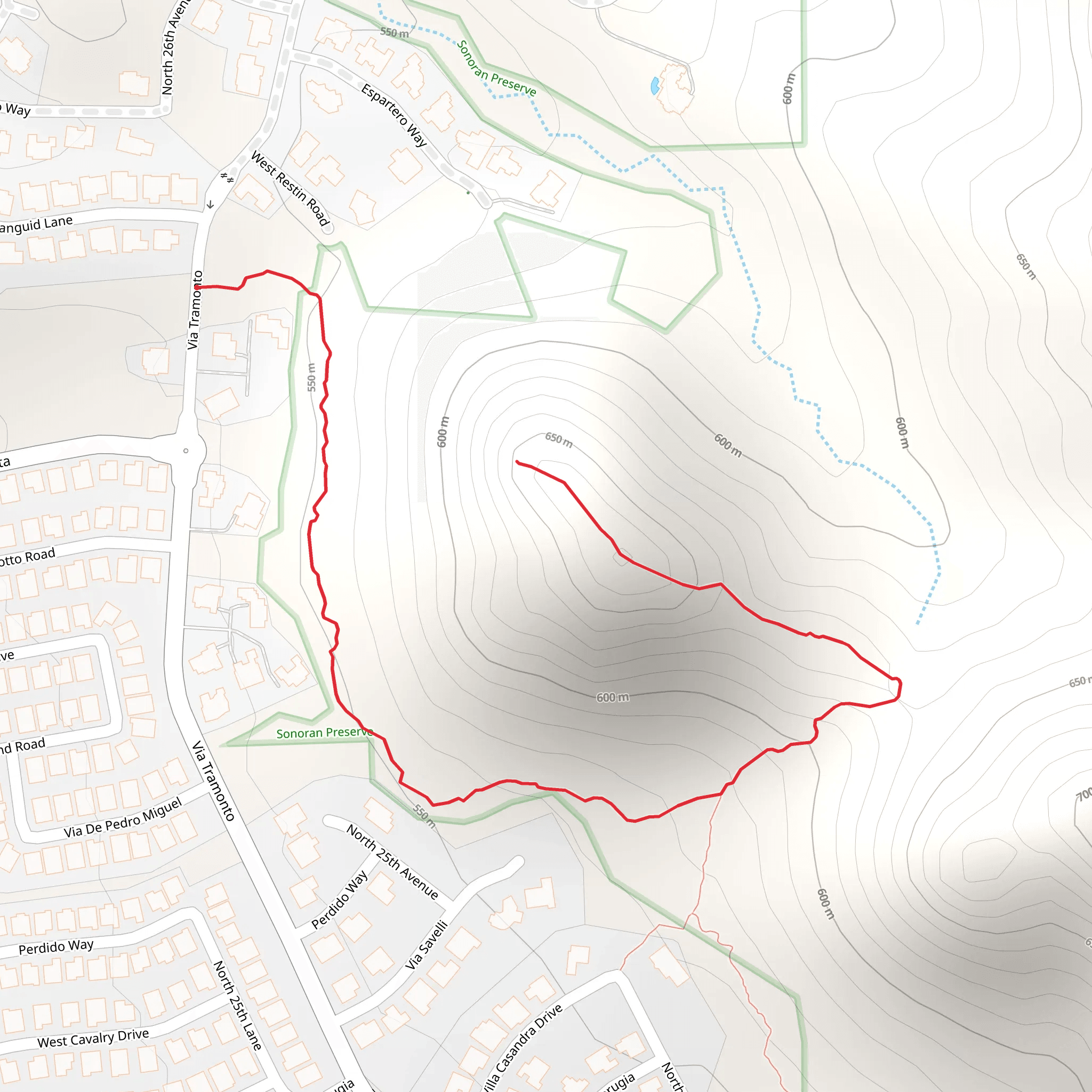 North Via Tramonto Hill - East mobile static map