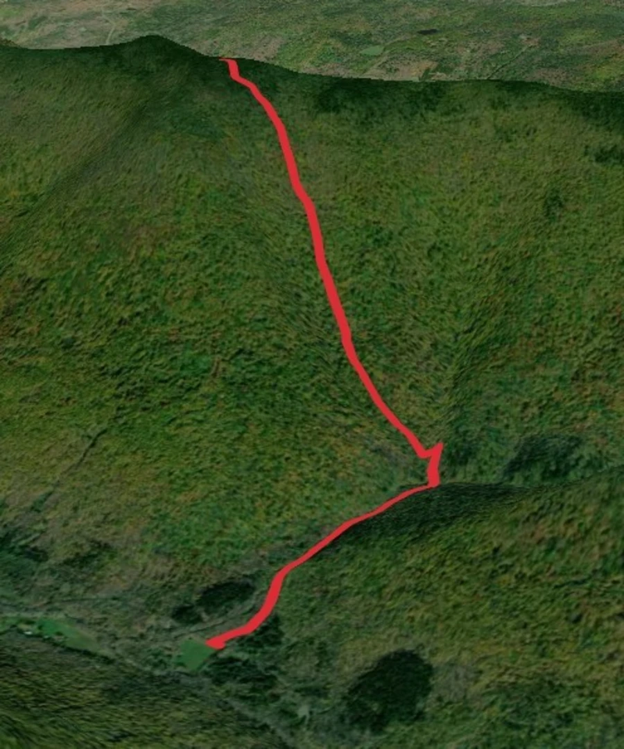 An image depicting the trail Rusk Mountain from Spruceton Road and its surrounding area.