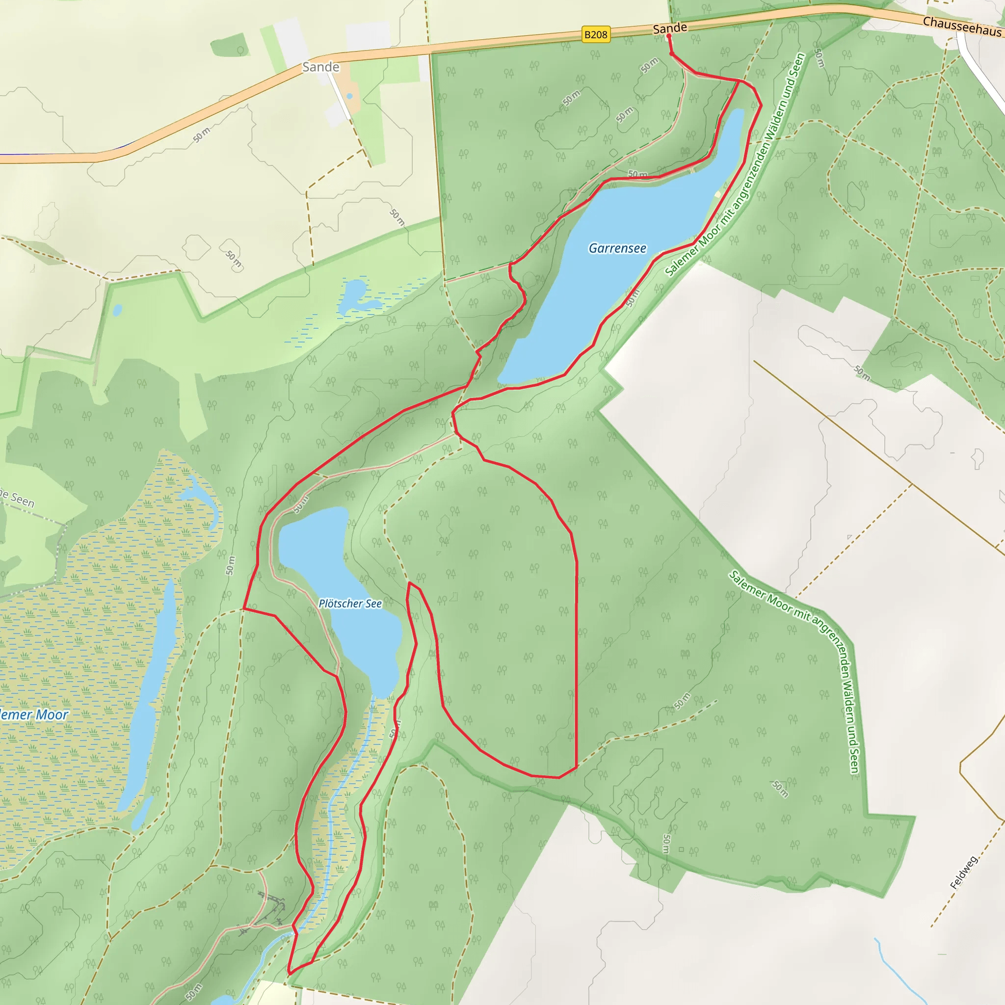 Garrensee and Plötscher See Circle mobile static map