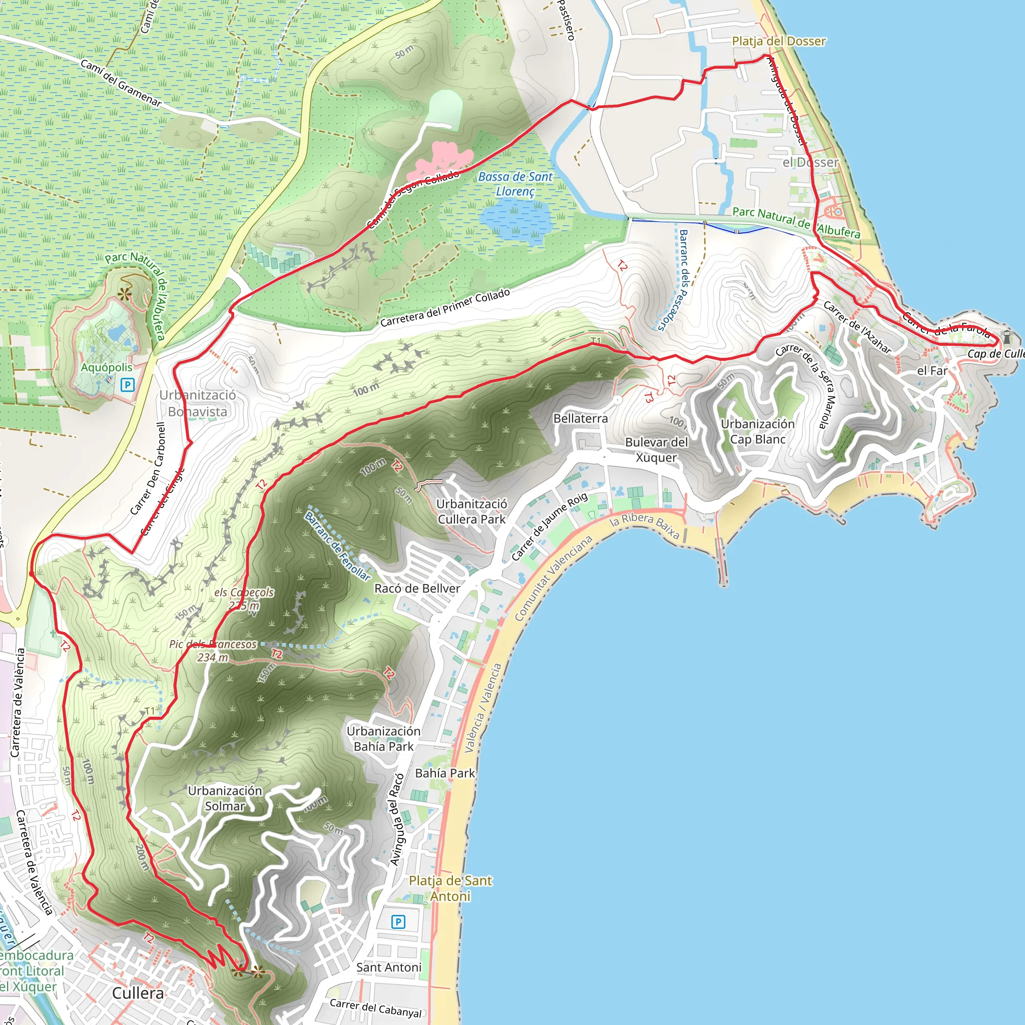 Path of the Lloma - Muntanya de Cullera PR CV 336 mobile static map