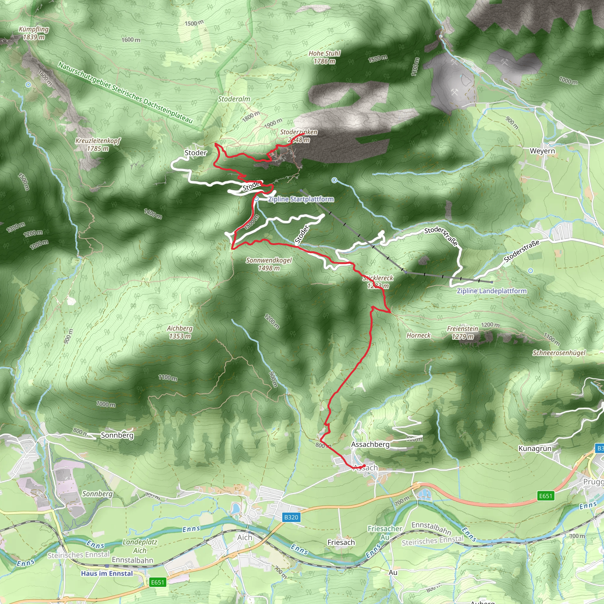 From Assach to Stoderzinken mobile static map