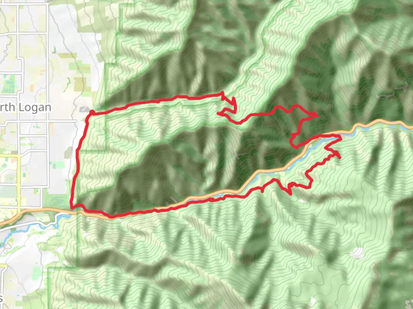 An image depicting the trail Highline Trail, Crimson Trail and Beirdneau Trail and its surrounding area.