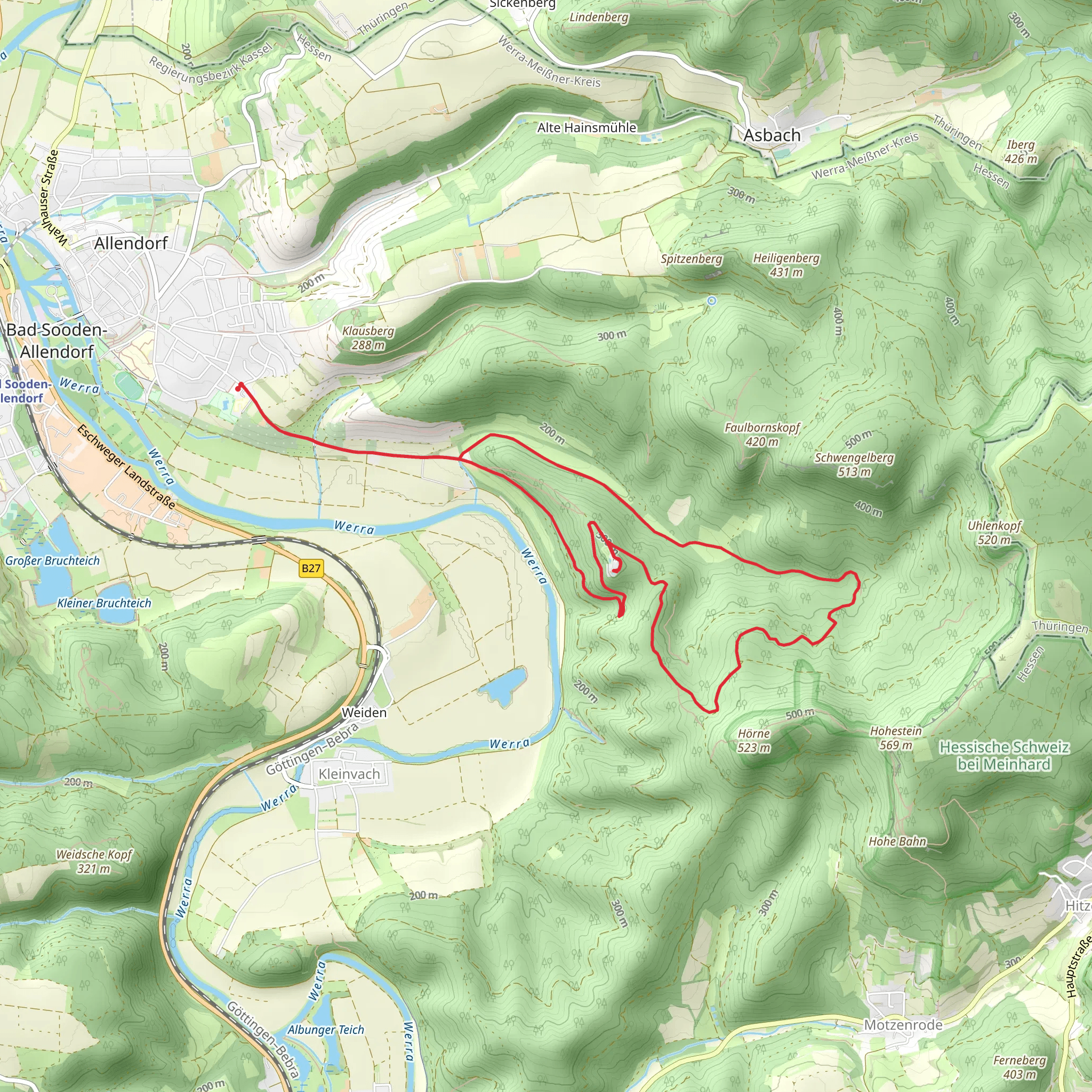 Schloss Rothestein via Rundweg Hainbachtal mobile static map