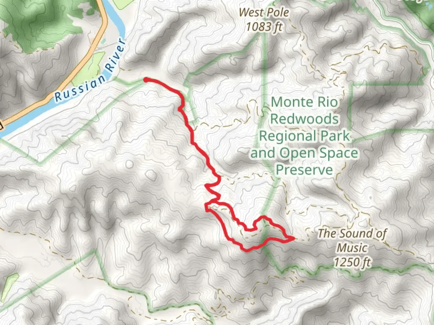 An image depicting the trail Upper Freezeout Road, Seven Springs and Blair Witch Loop Trail and its surrounding area.