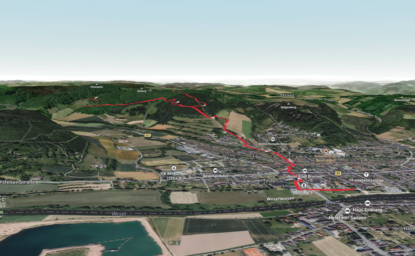 Weser Bever Hoehenweg and Galgenberg Eisberg Weg