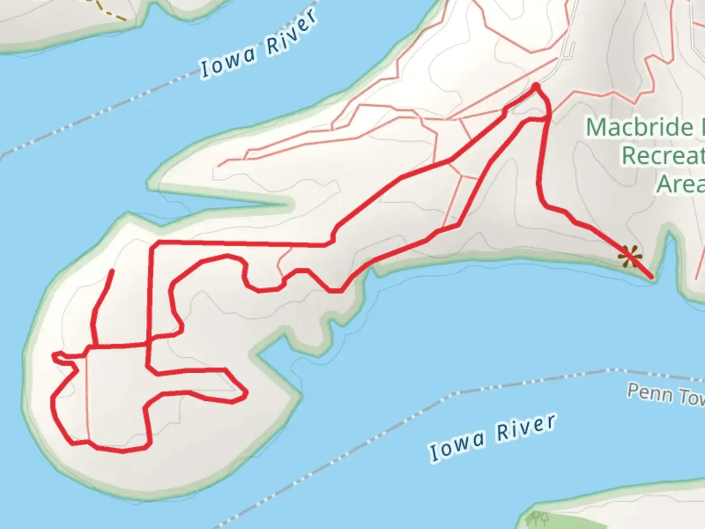 An image depicting the trail Macbride Nature Recreation Area Loop and its surrounding area.