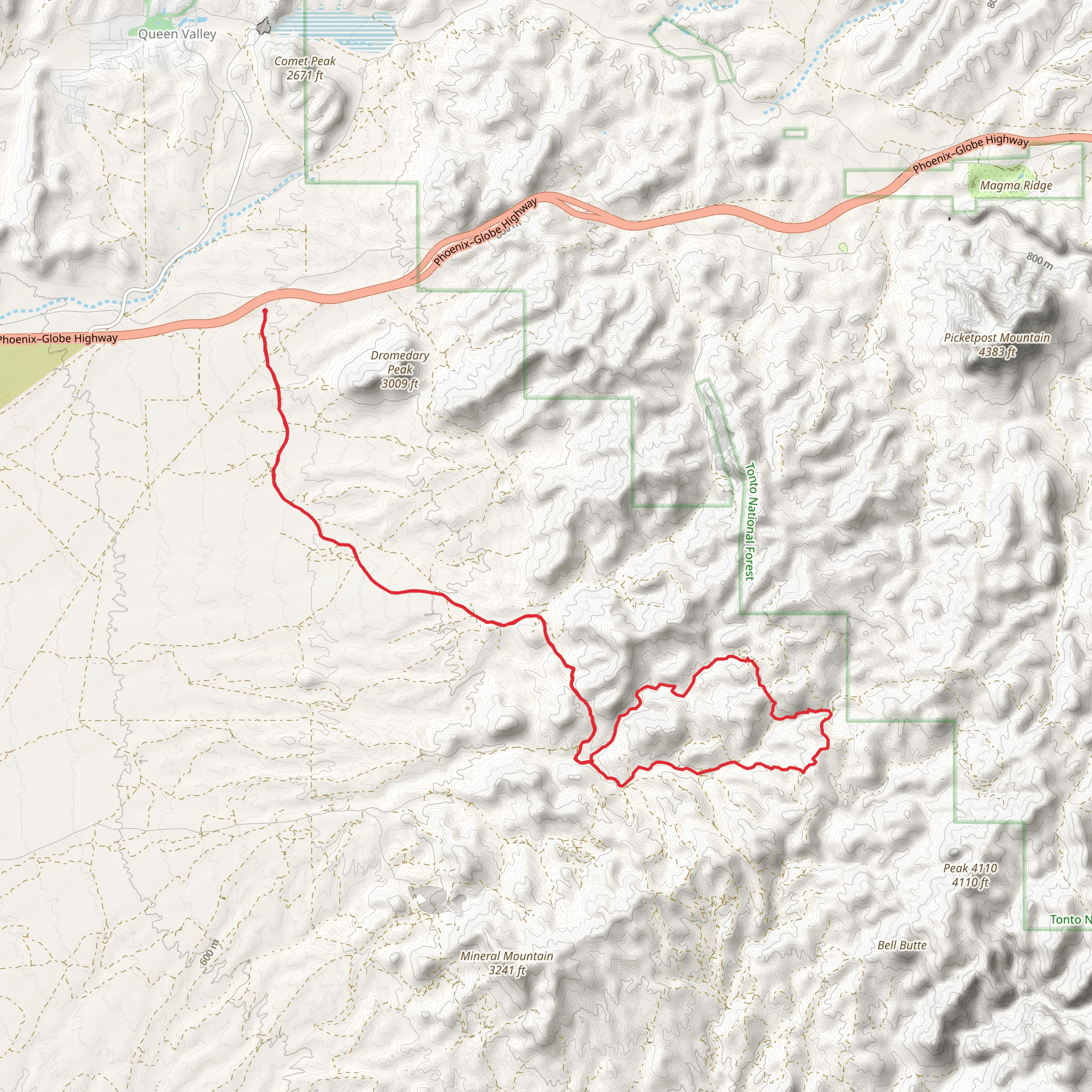 Ajax Mine and North Woodpecker Loop Trail mobile static map