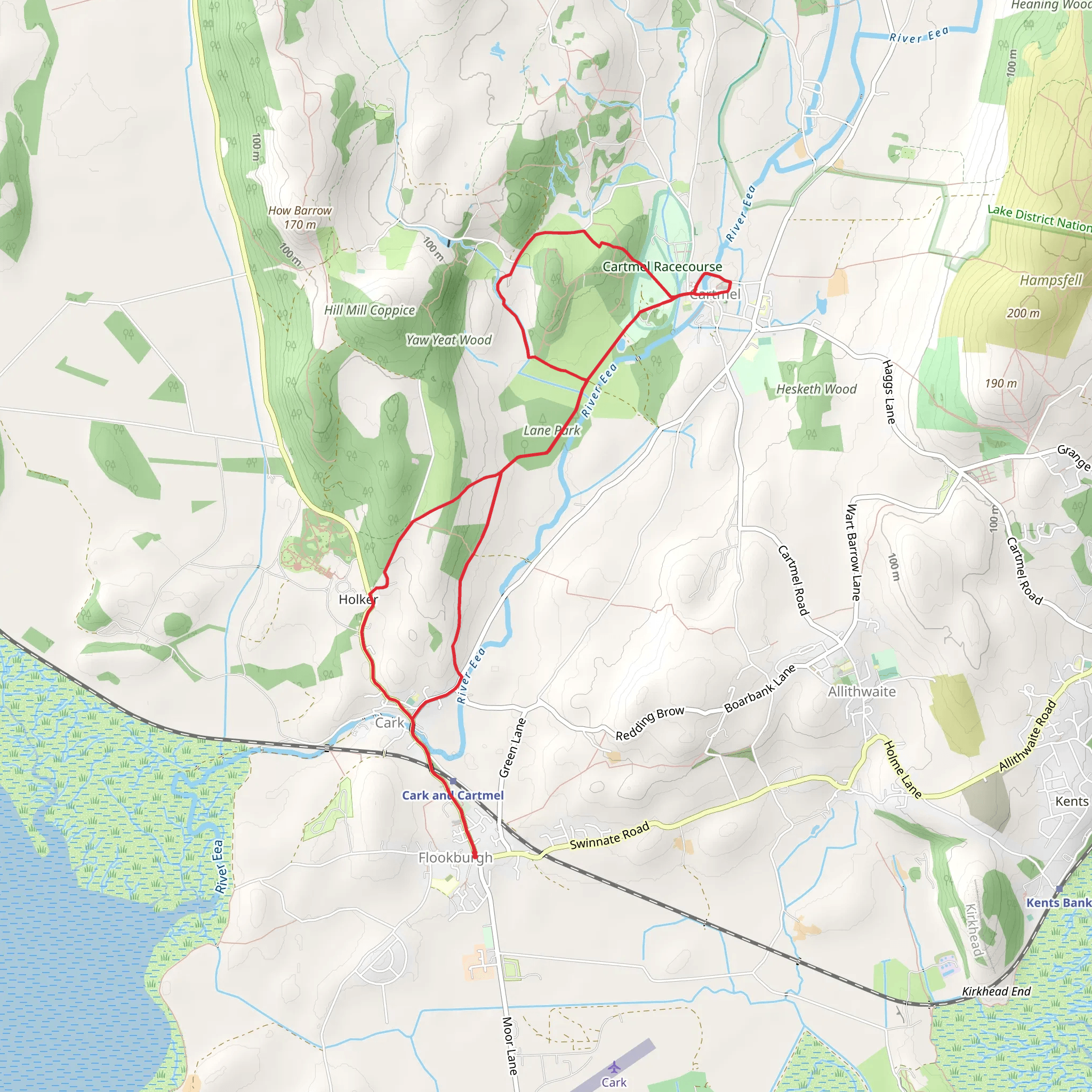 Flookburgh to Cartmel Loop mobile static map