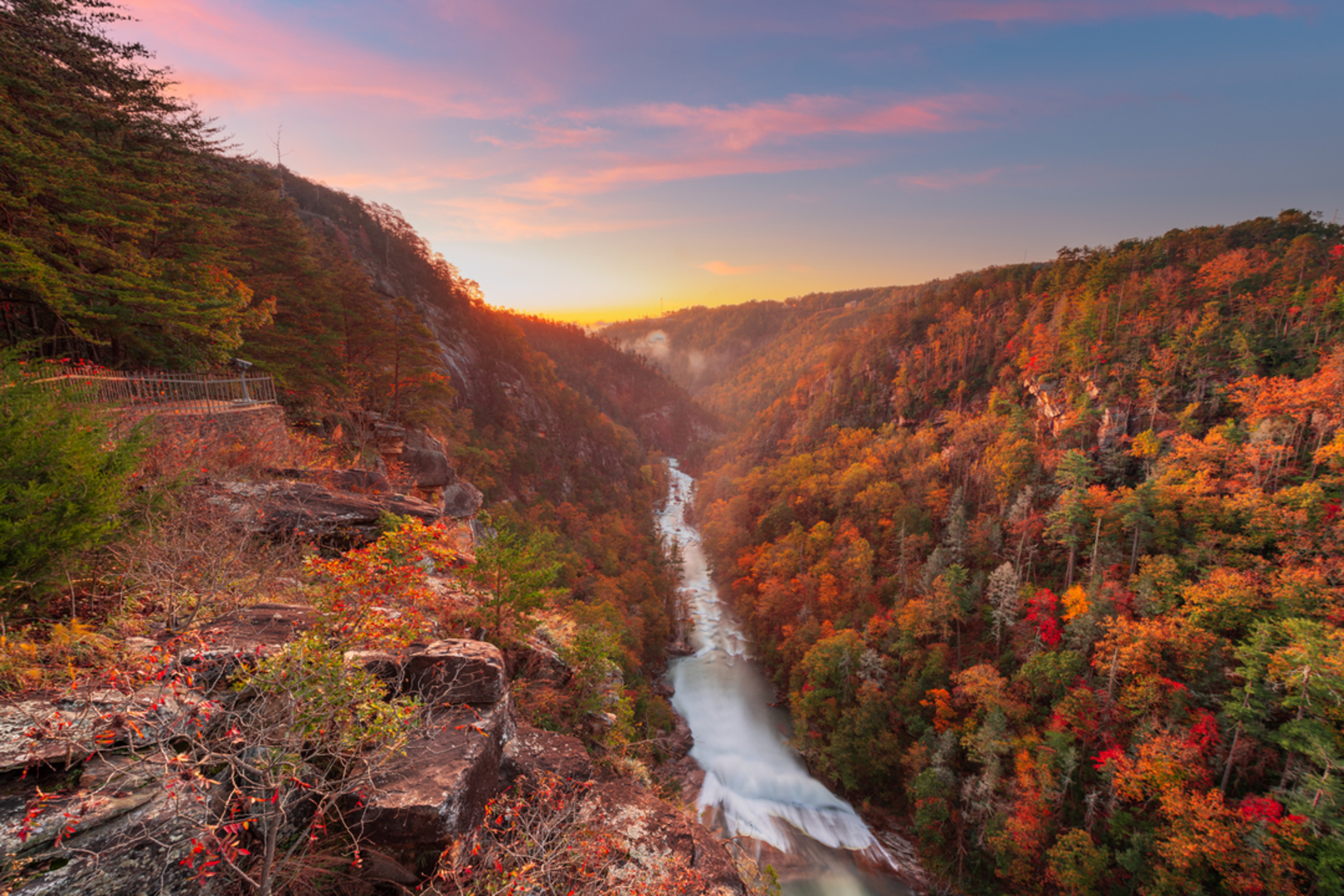 An image depicting the trail Tallulah Falls Rail-Trail and its surrounding area.