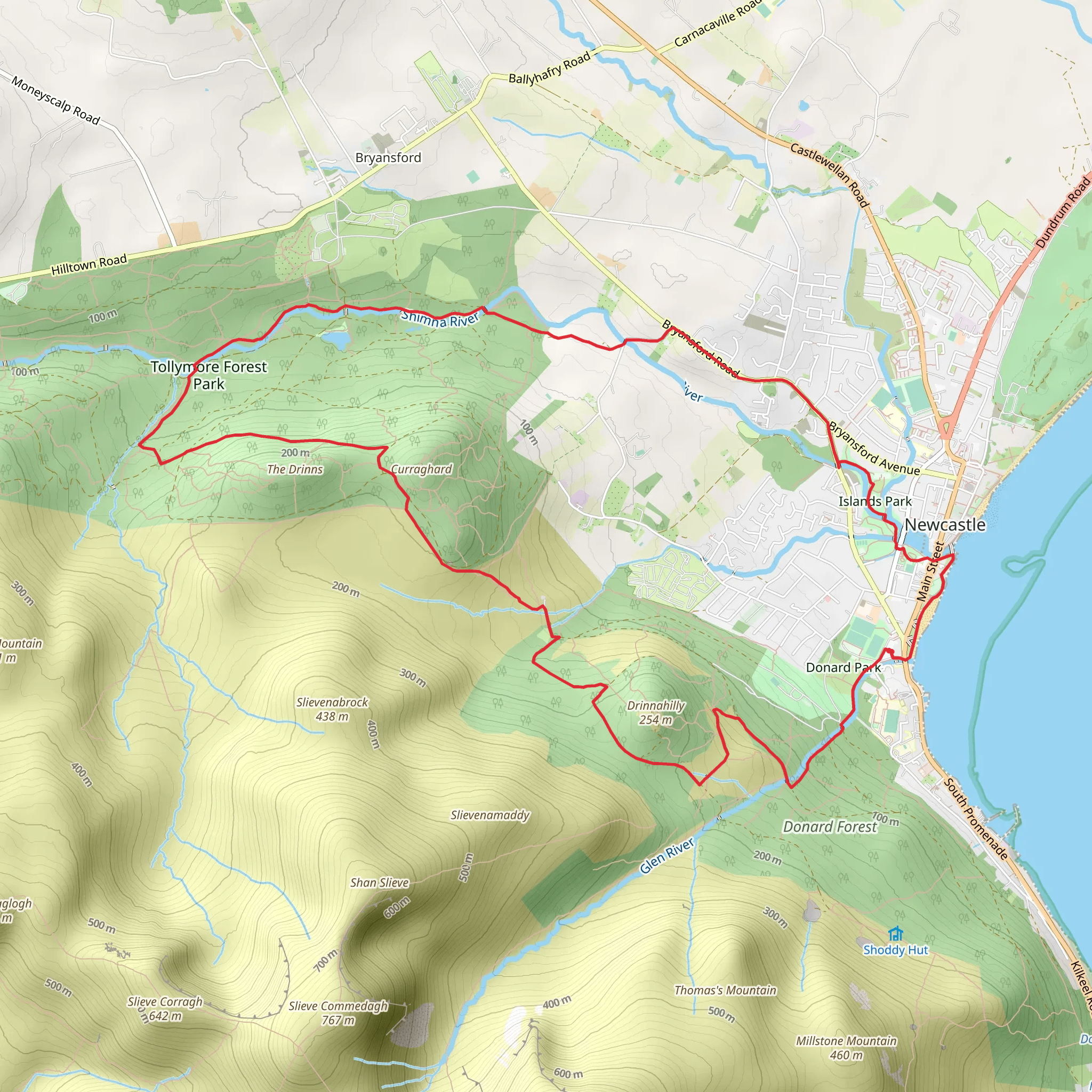 Tollymore Forest Park Loop from Newcastle mobile static map