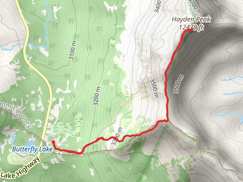 Hayden Peak from Hayden Pass mobile static map