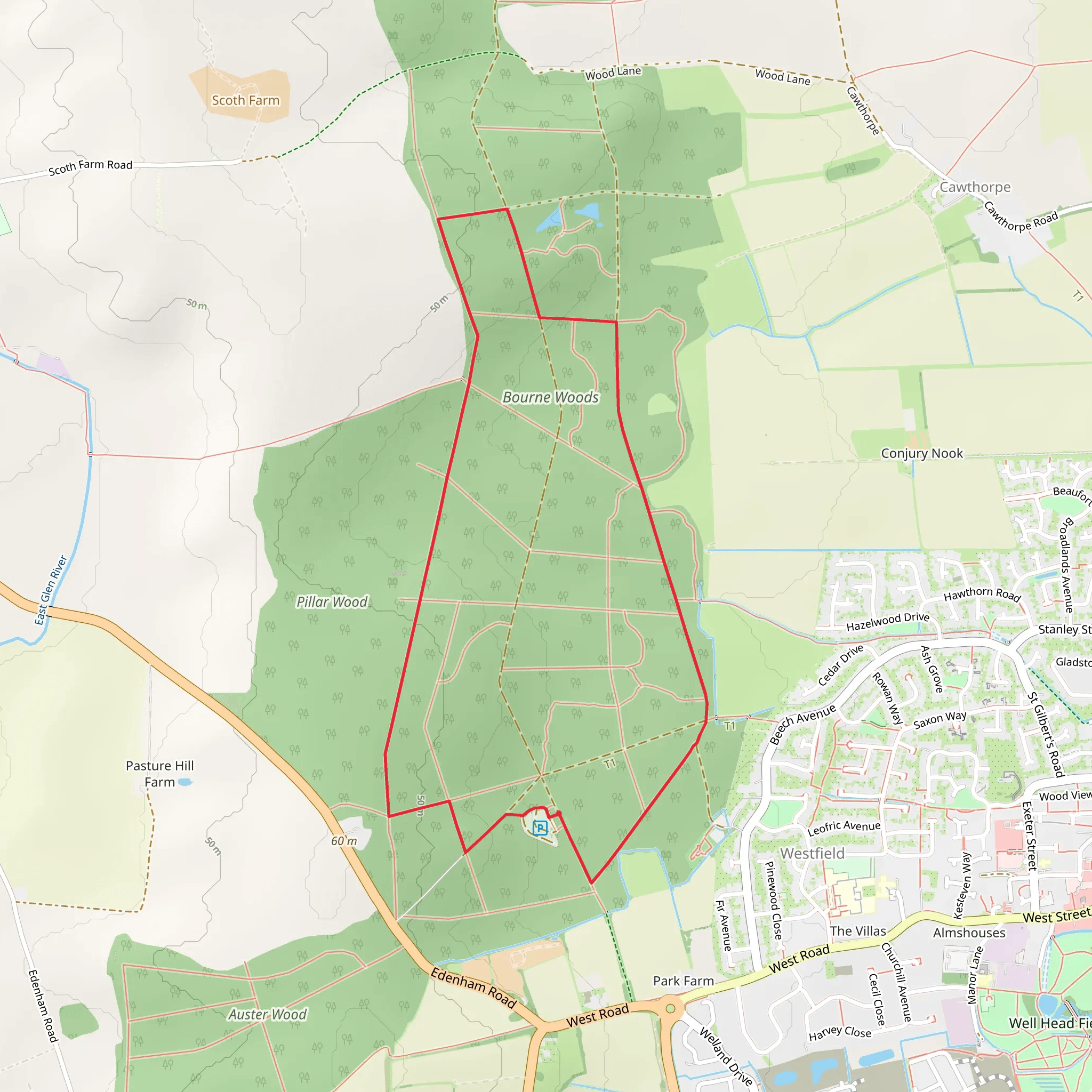 Bourne Woods mobile static map
