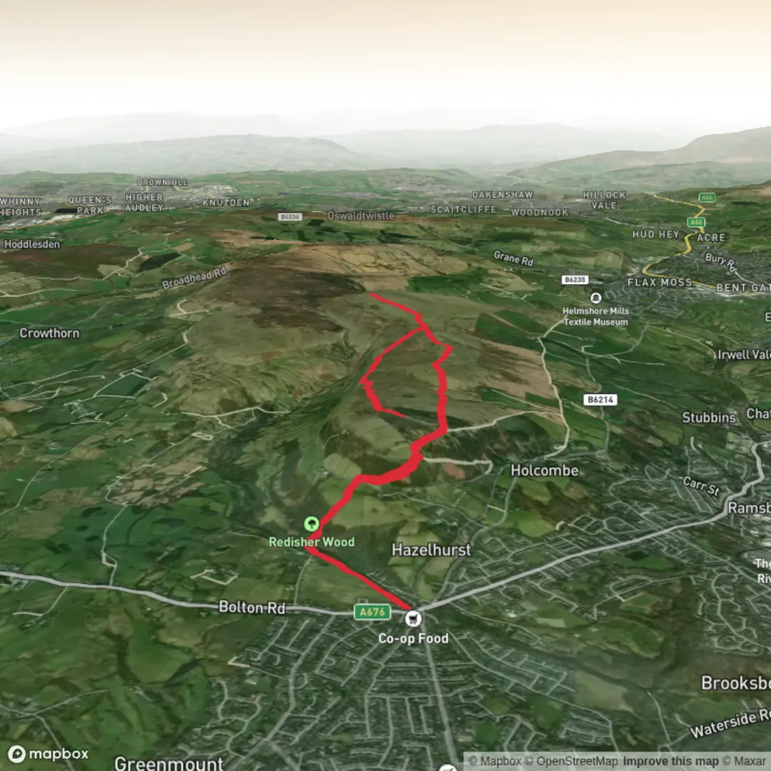 An image depicting the trail Hike from Ramsbottom and its surrounding area.