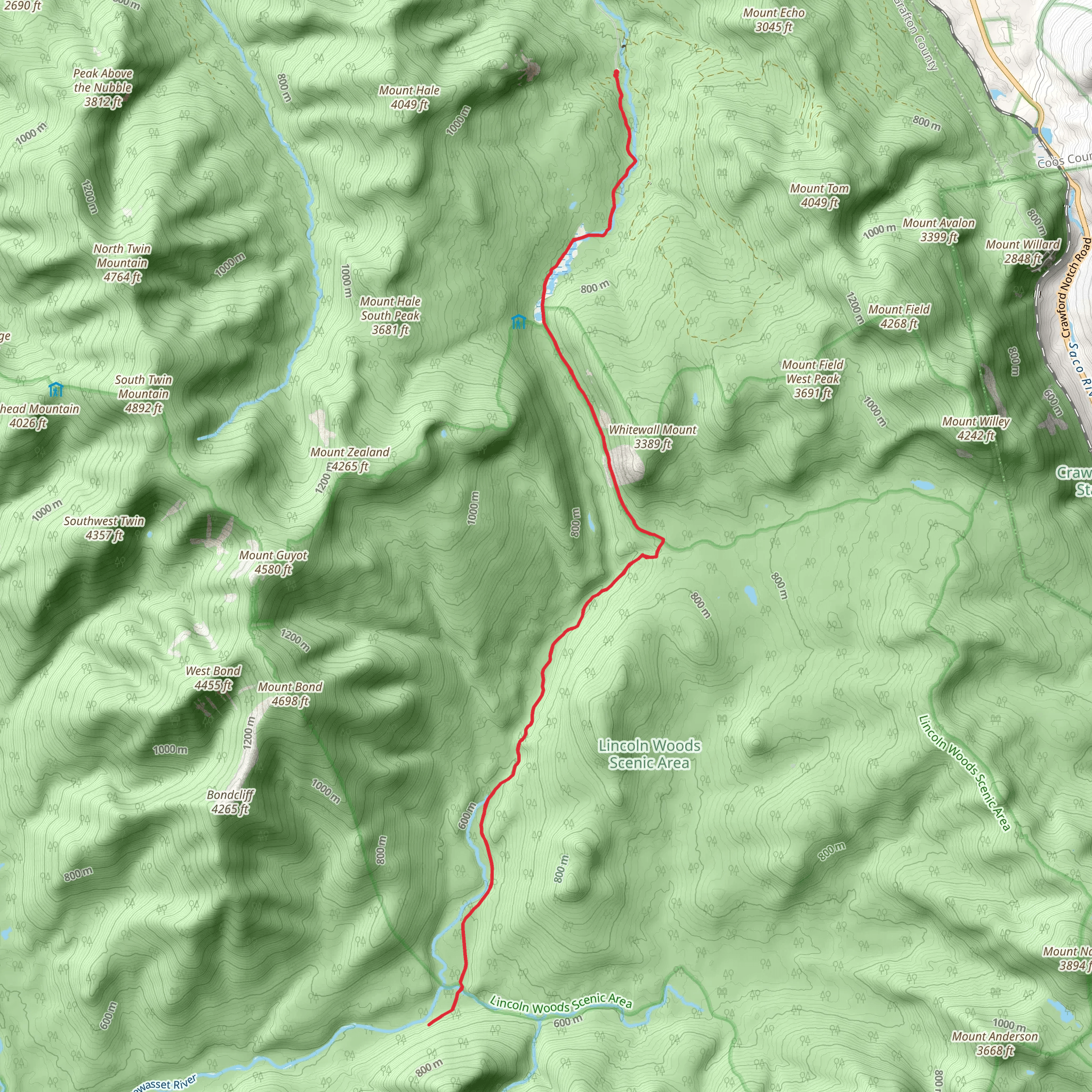 Thoreau Falls Trail mobile static map