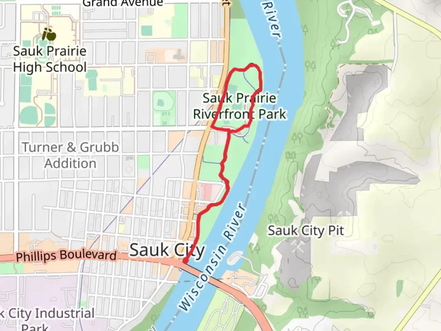 An image depicting the trail August Derleth Trail and Sauk Prairie Riverfront Park Loop and its surrounding area.
