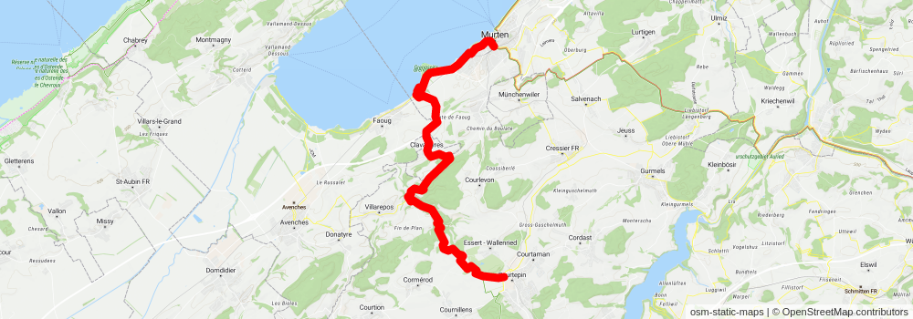 Historic Murten and the Beaver Trail stage 2 Map