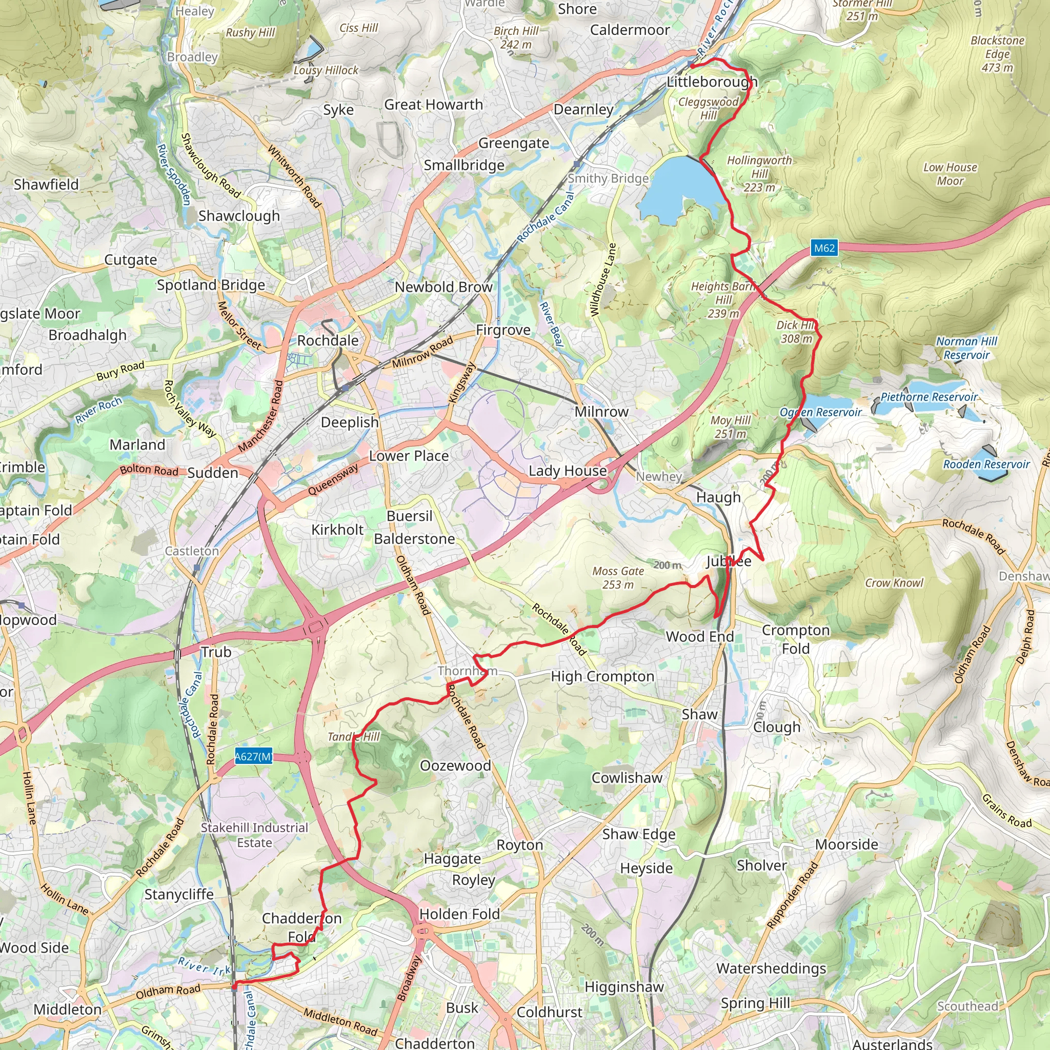 Littleborough to Mills Hill Walk mobile static map