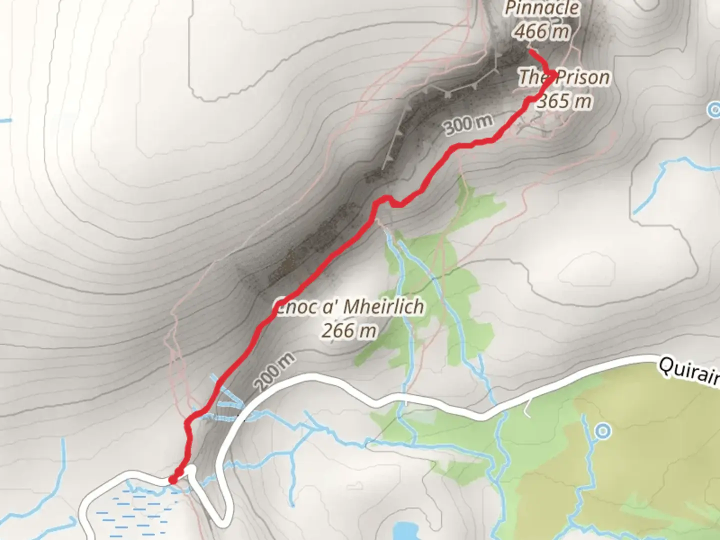 An image depicting the trail The Needle via Quiraing Loop and its surrounding area.