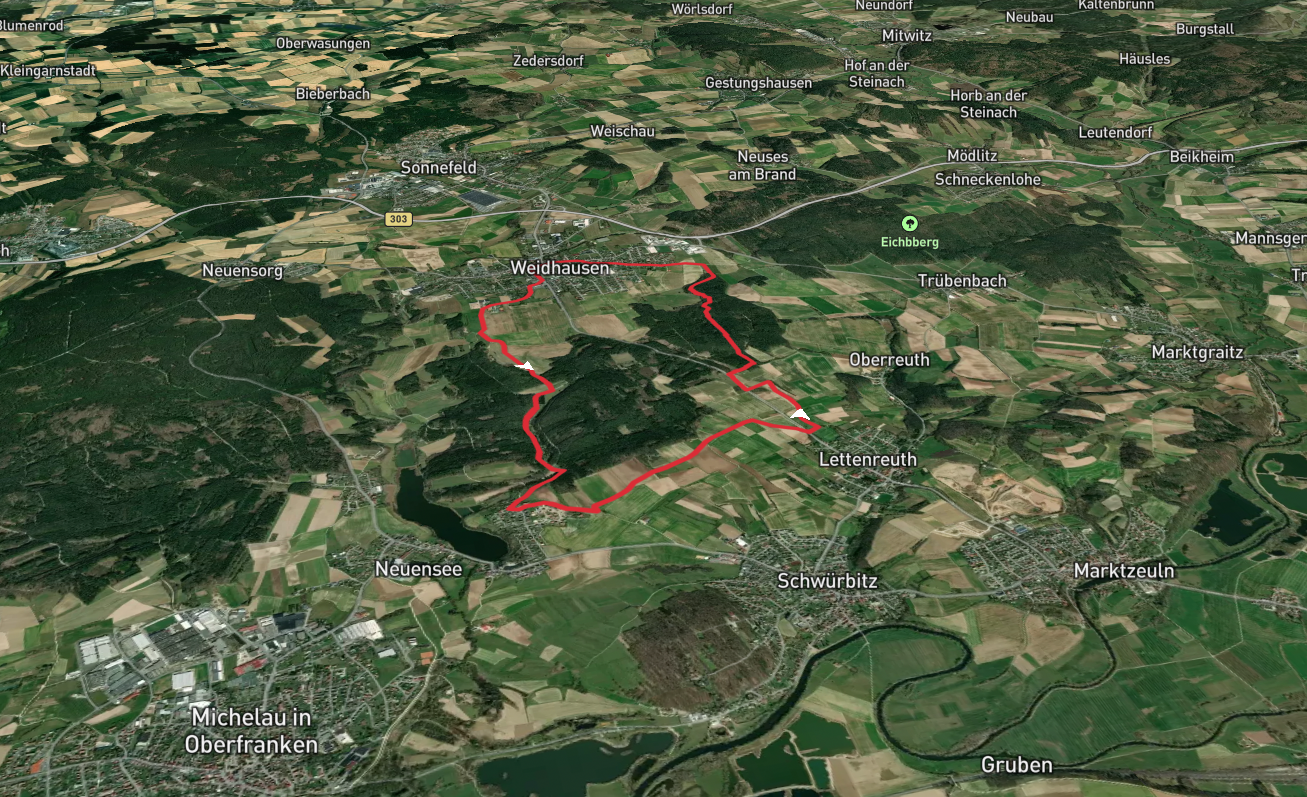 Wildhuegelweg and Rundweg Weidhausen Neuensee