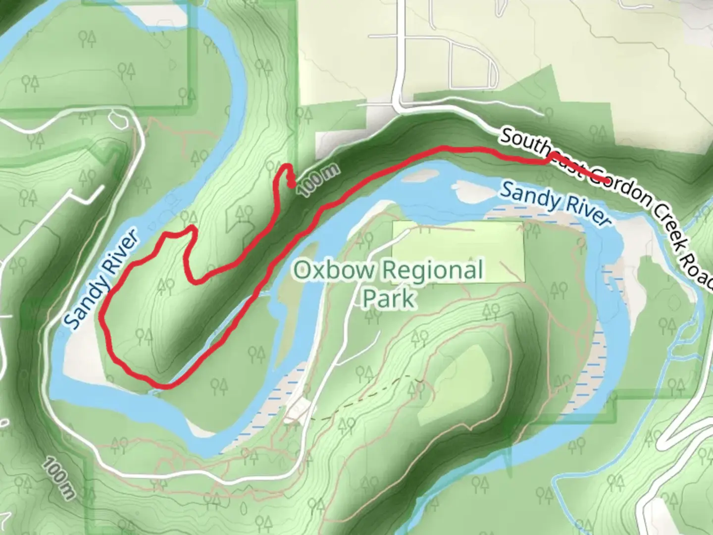 An image depicting the trail North Oxbow Trail and its surrounding area.