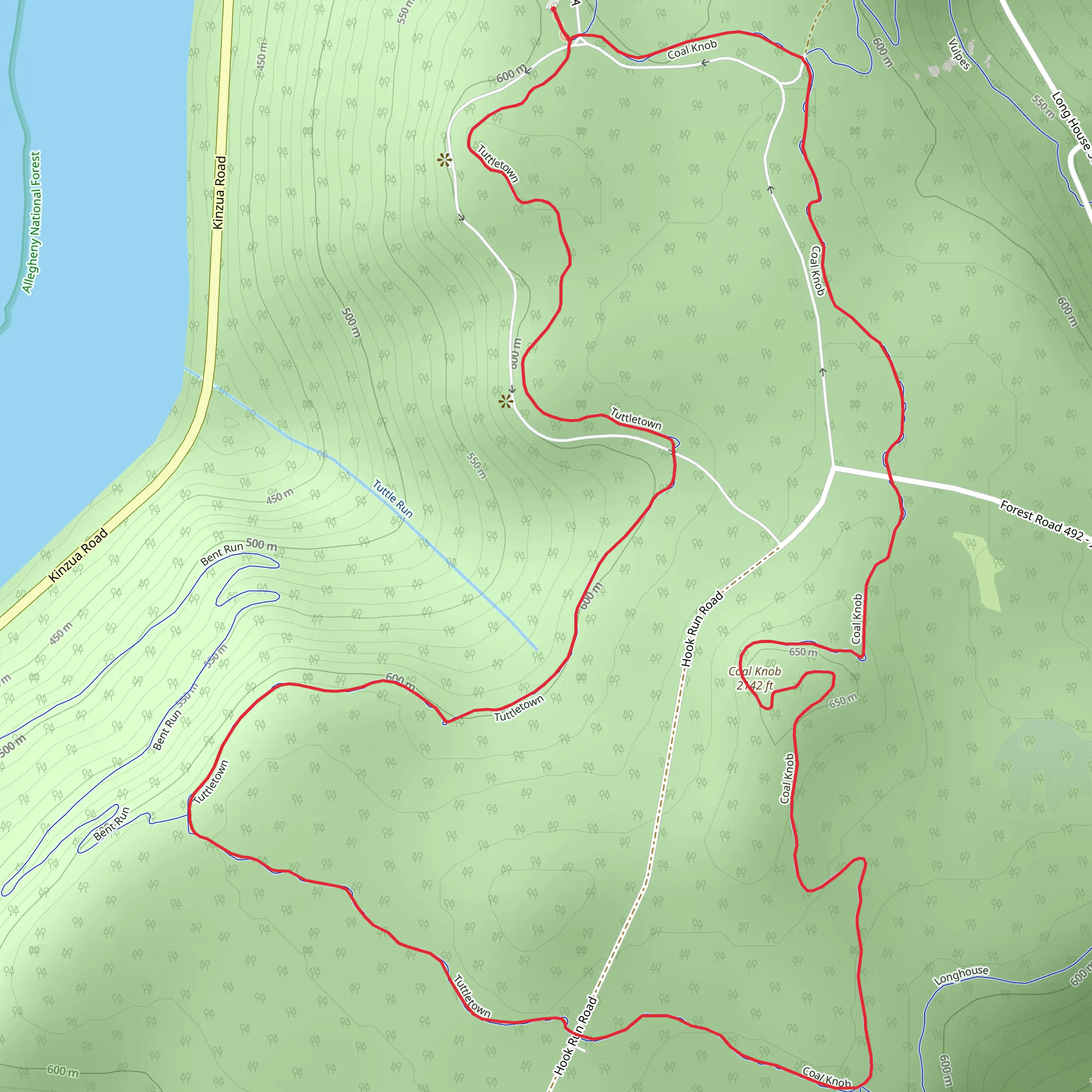 Coal Knob Loop via Coal Knob and Tuttletown Walk mobile static map