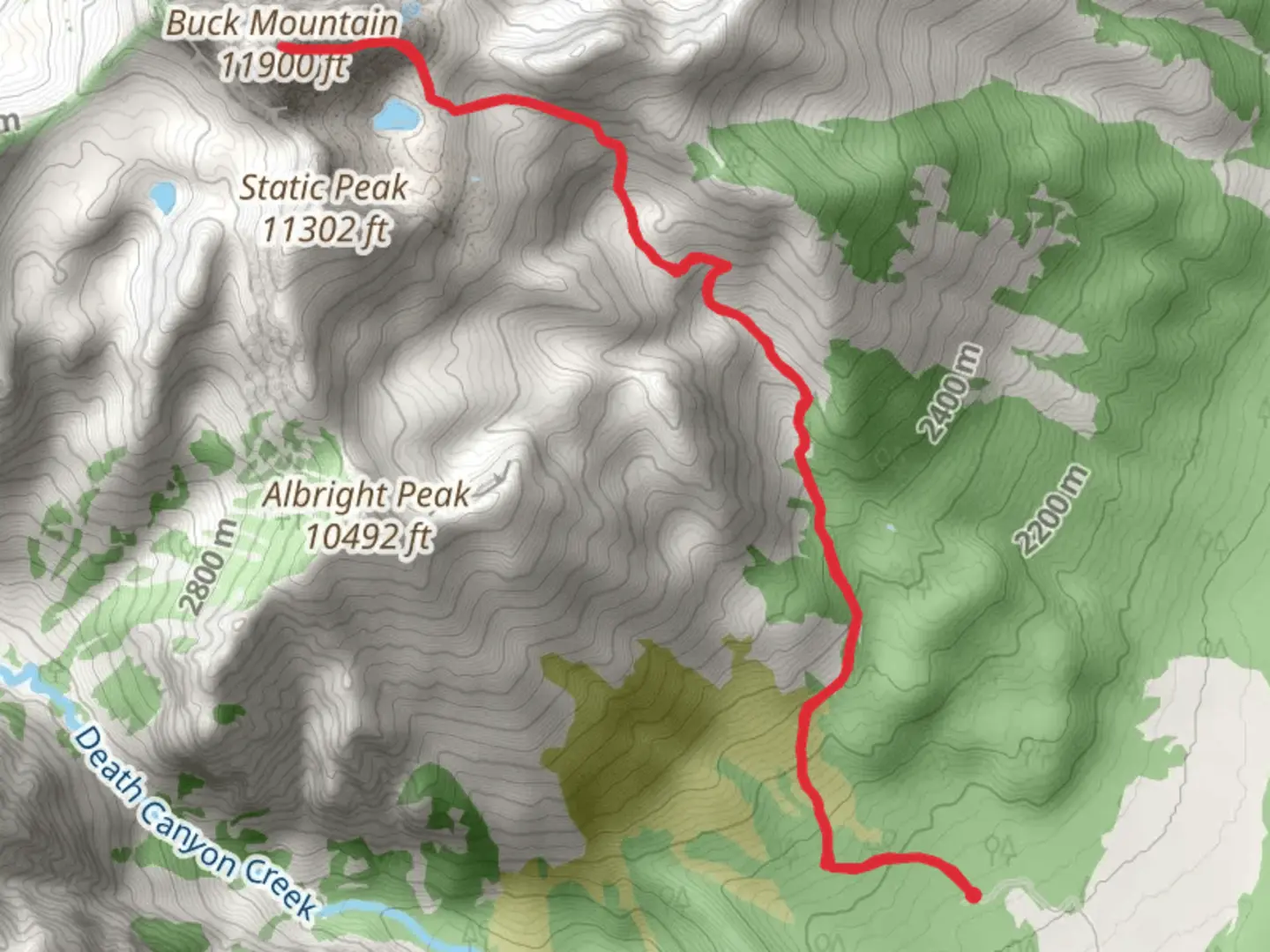 An image depicting the trail Buck Mountain via Valley Trail and its surrounding area.