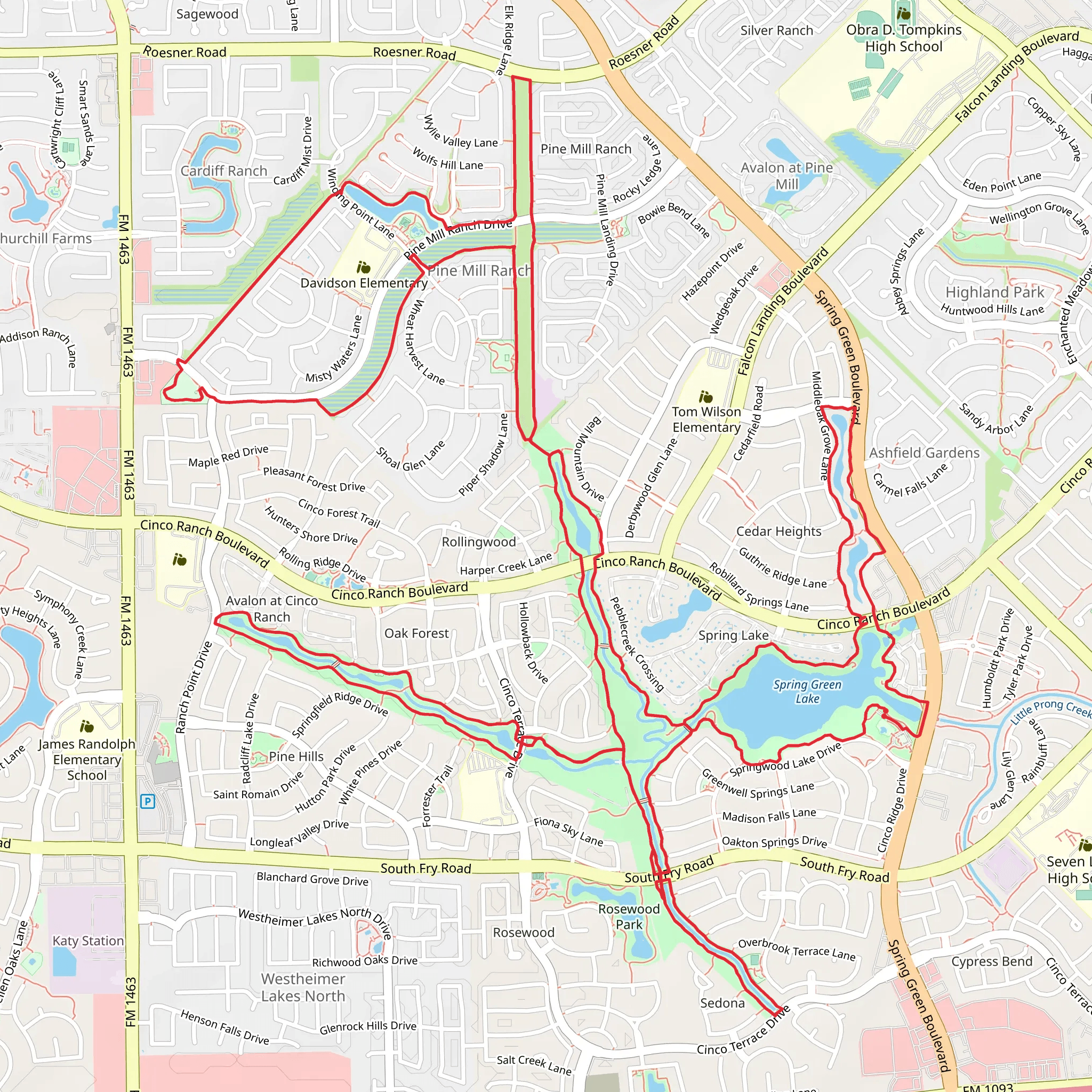 Spring Green Lake and Little Prong Loop mobile static map