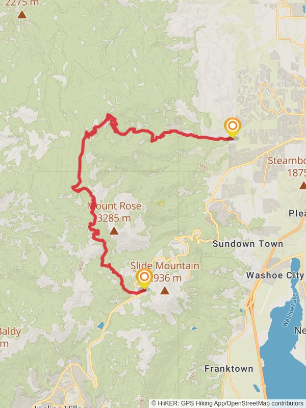 Tahoe Rim and Upper Thomas Creek Trail from Mount Rose Summit