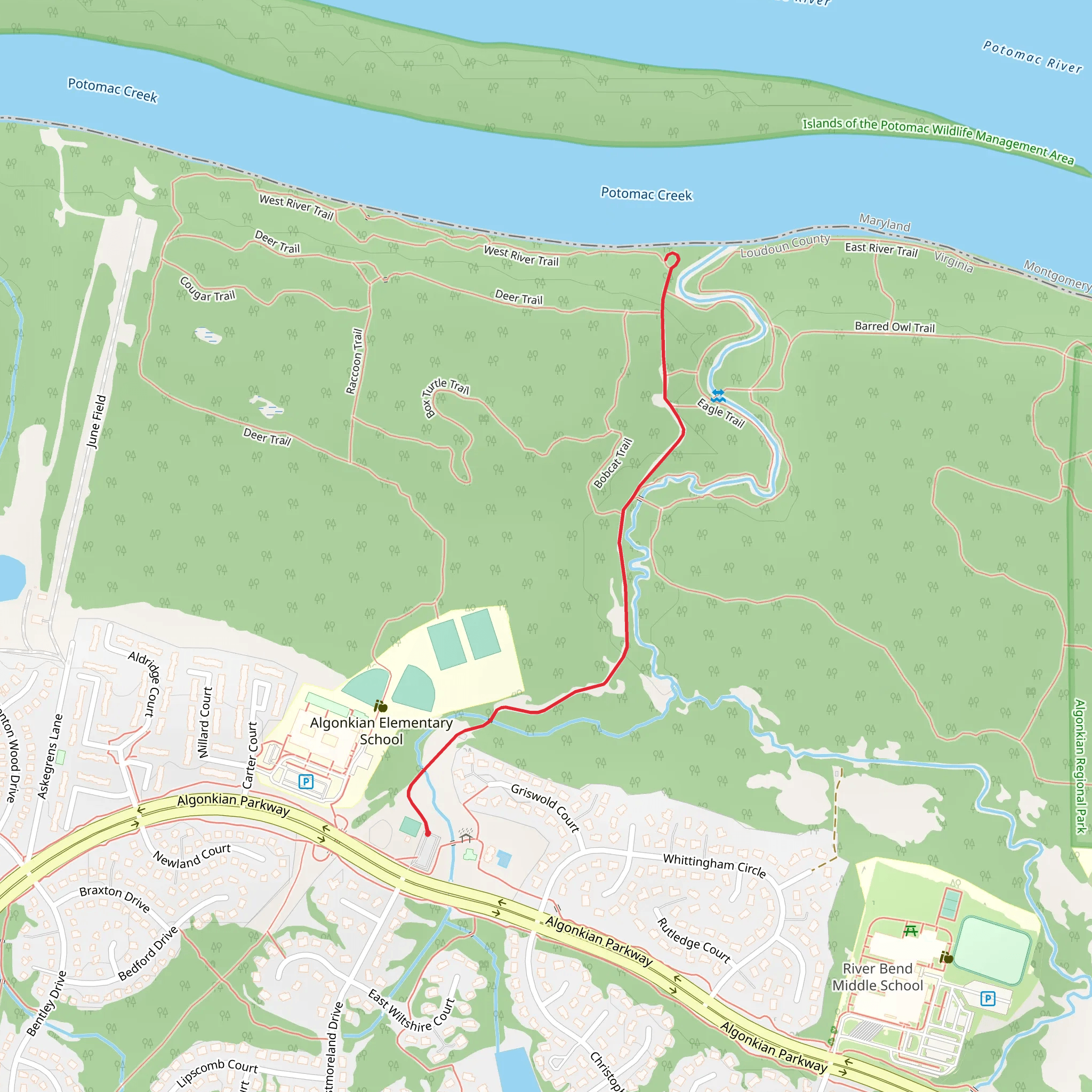 Potomac Creek from Algonkian Parkway mobile static map