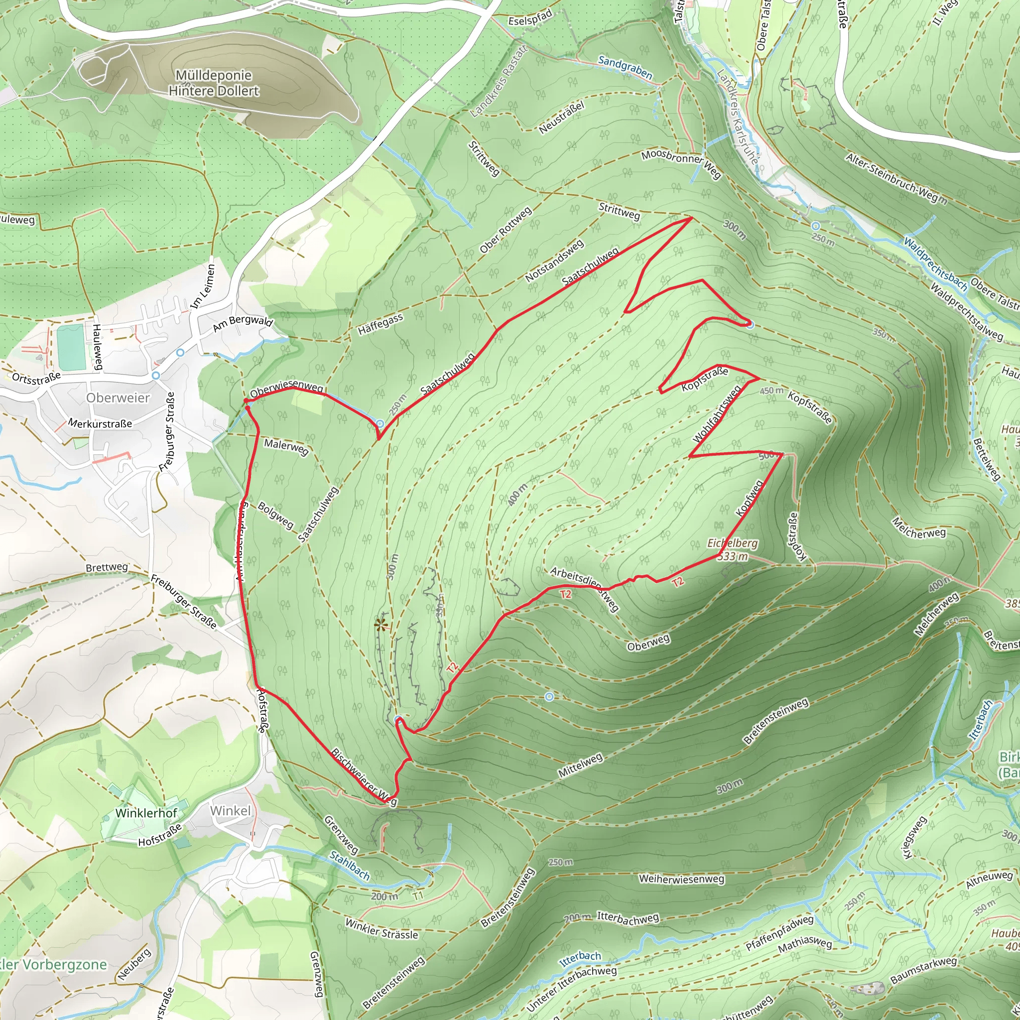 Eichelberg Loop via Saatschulweg mobile static map