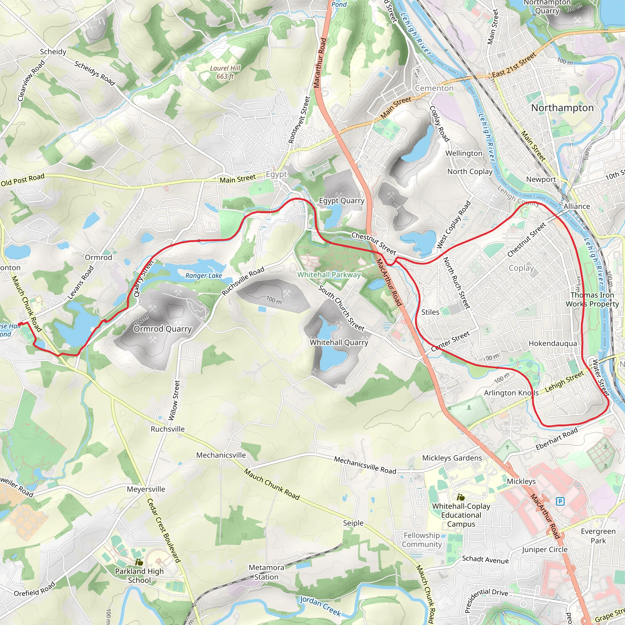Coplay Creek and Lehigh River Loop mobile static map