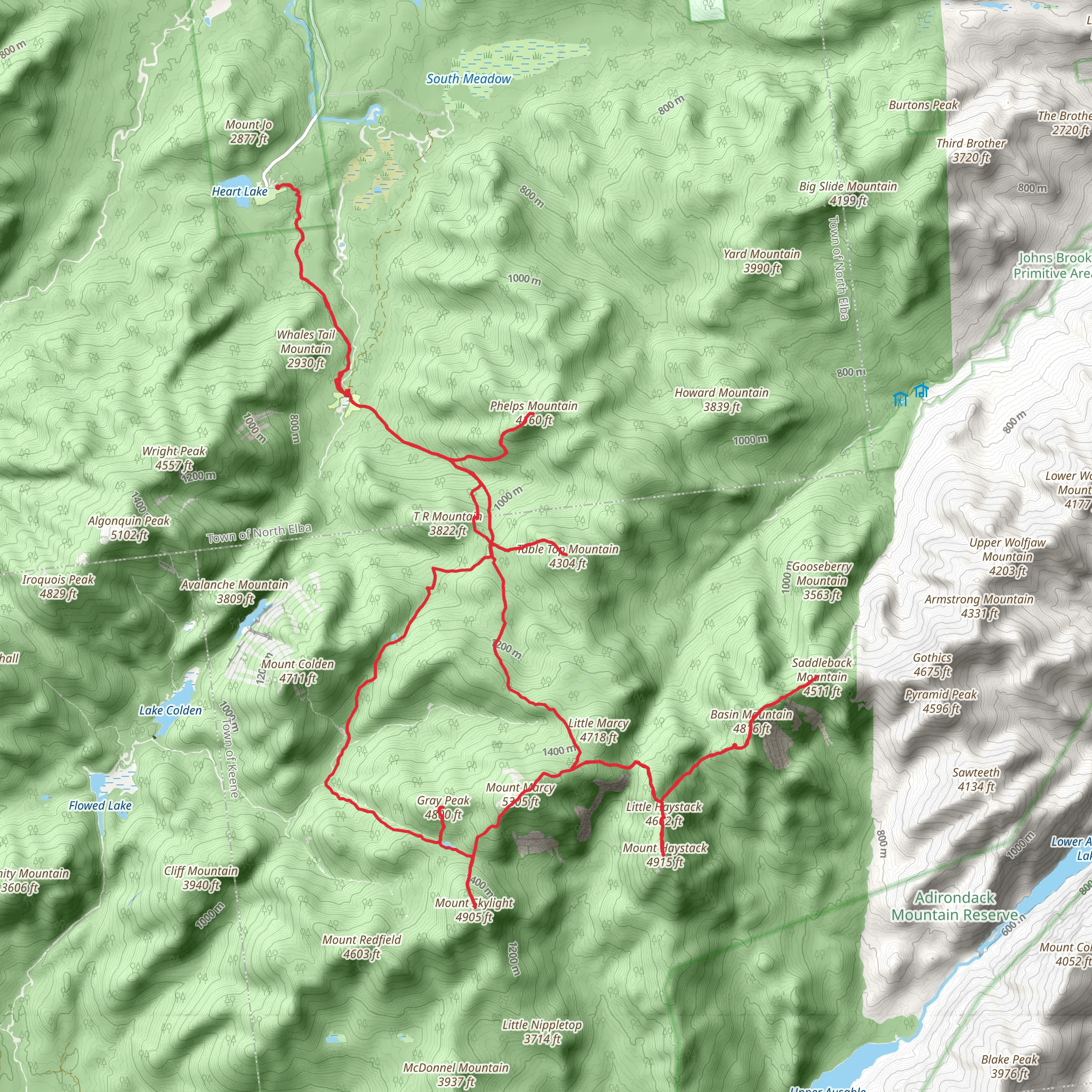 Phelps - Table Top - Saddleback Mountain and Gray Peak Loop mobile static map