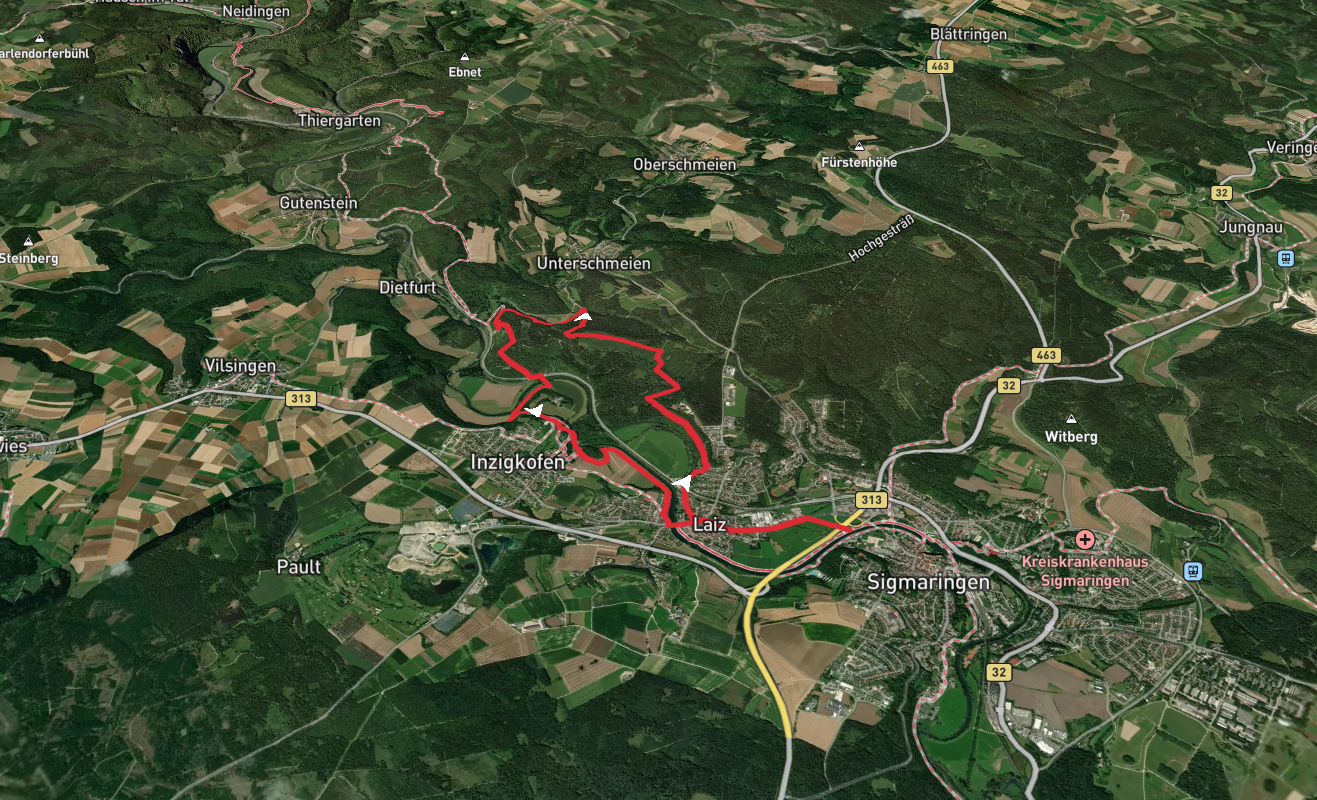 Donau Zollernalb Weg and Sigmaringen Scheuerlebuehl Loop