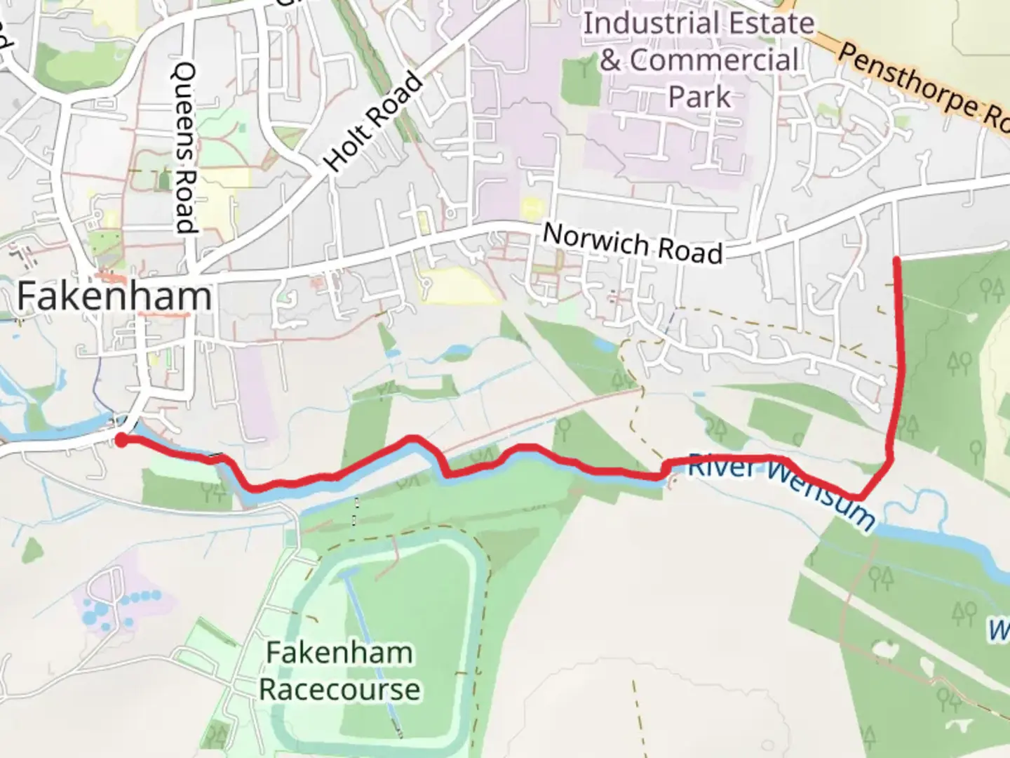 An image depicting the trail Three Brick Arches and River Wensum Walk and its surrounding area.
