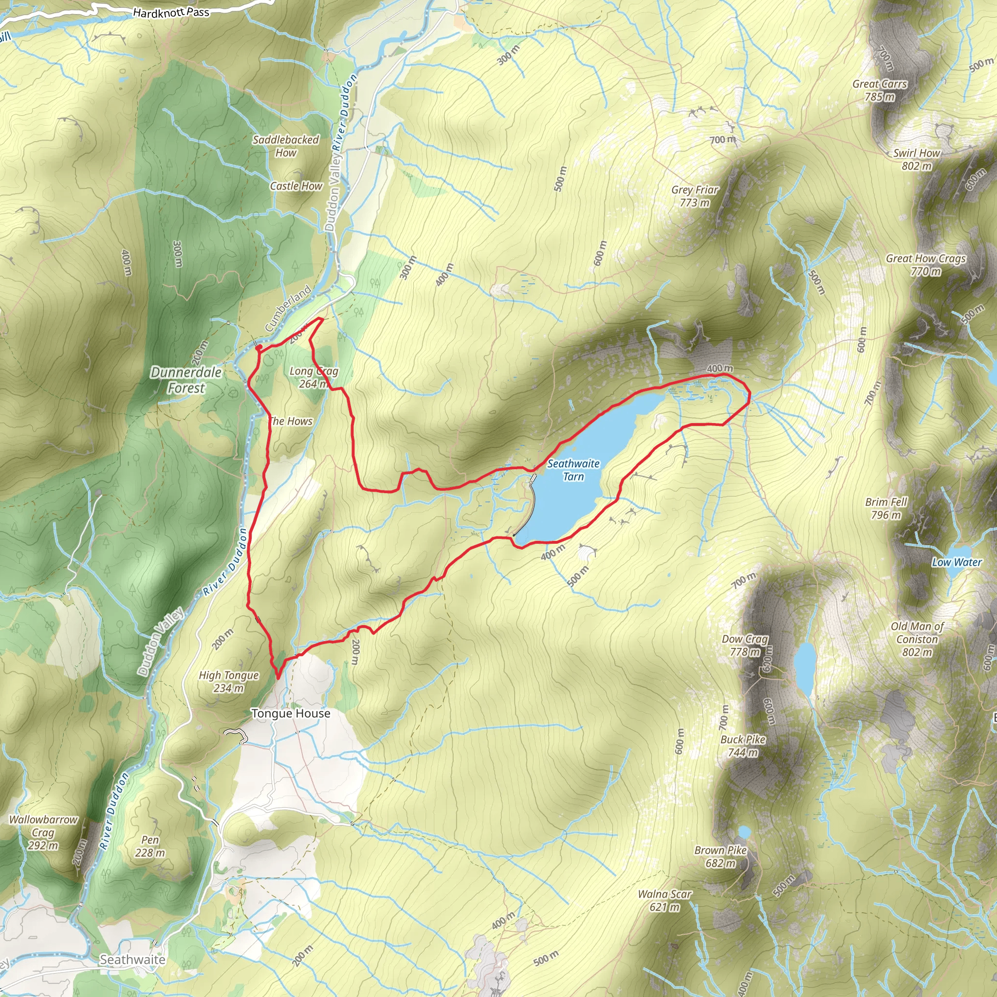 Seathwaite Tarn Loop via Birks Bridge mobile static map
