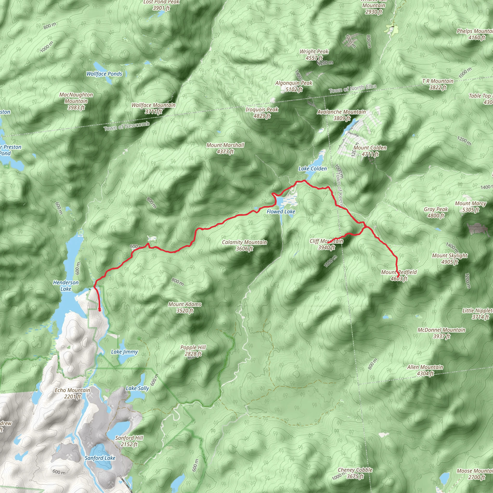 Cliff Mountain and Mount Redfield via Calamity Brook Trail mobile static map