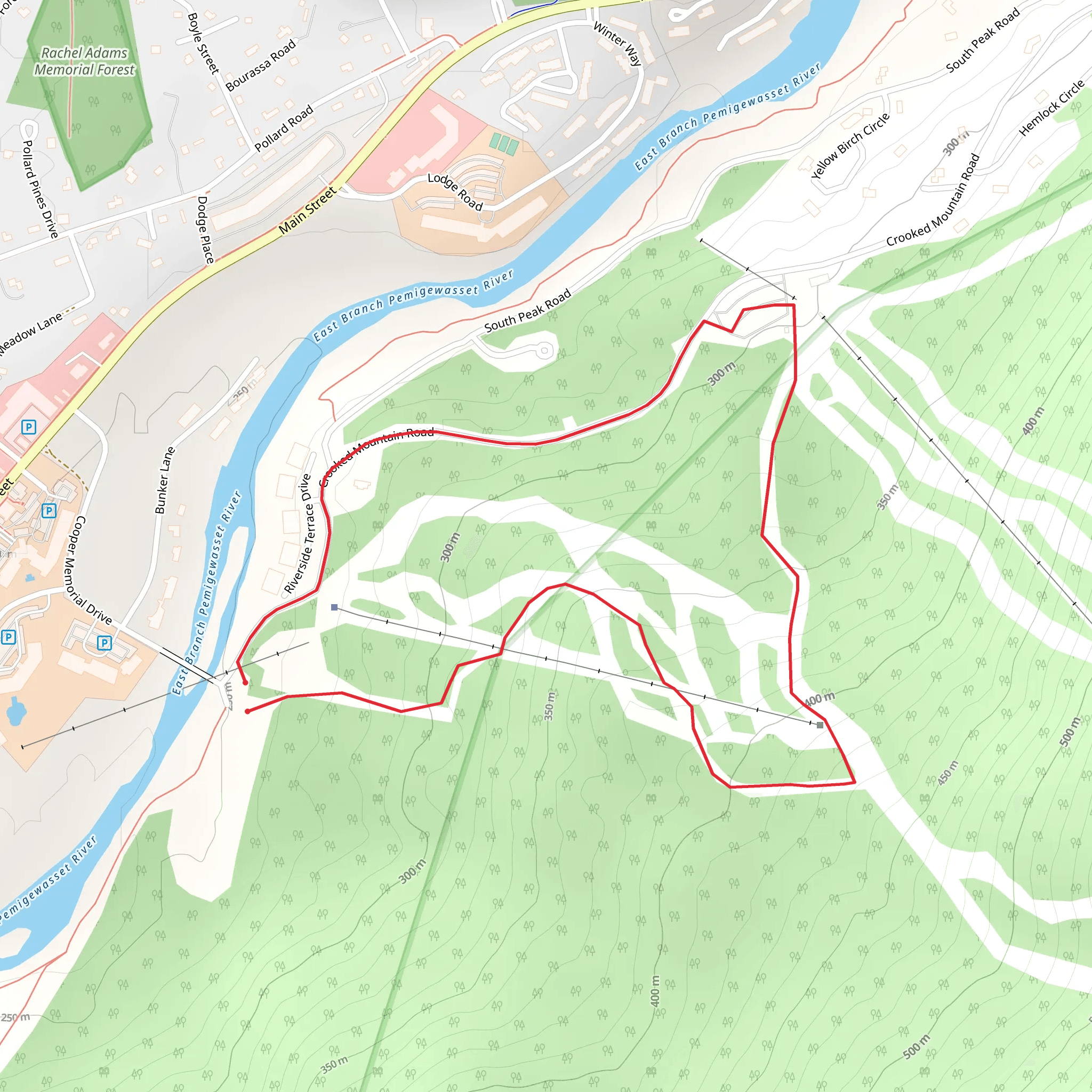 Pemigewasset River Loop from Crooked Mountain Road mobile static map