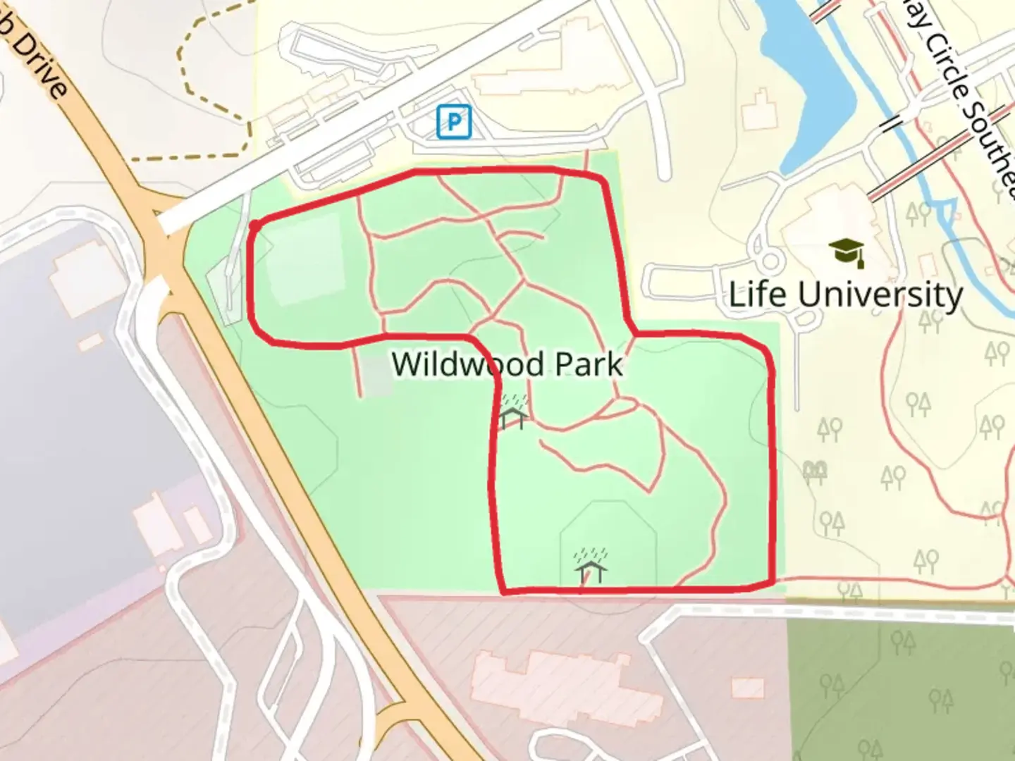 An image depicting the trail Wildwood Park Loop and its surrounding area.