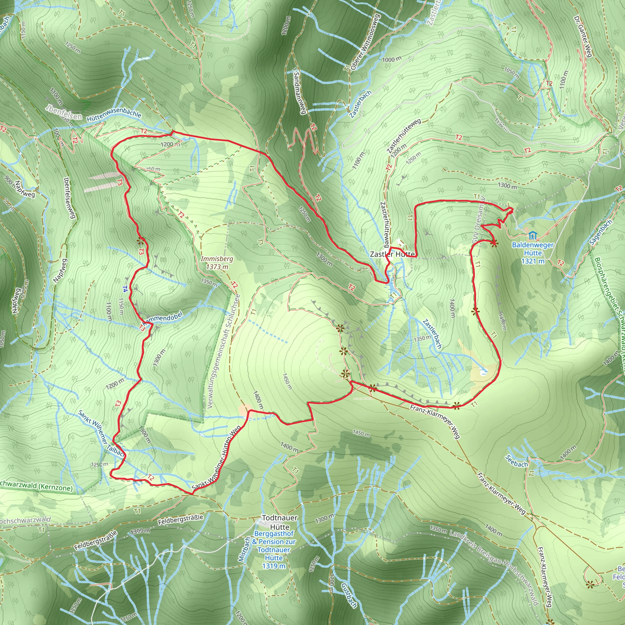 Bei der Zaster Hutte - Huettenwasen and Alpiner Pfad mobile static map