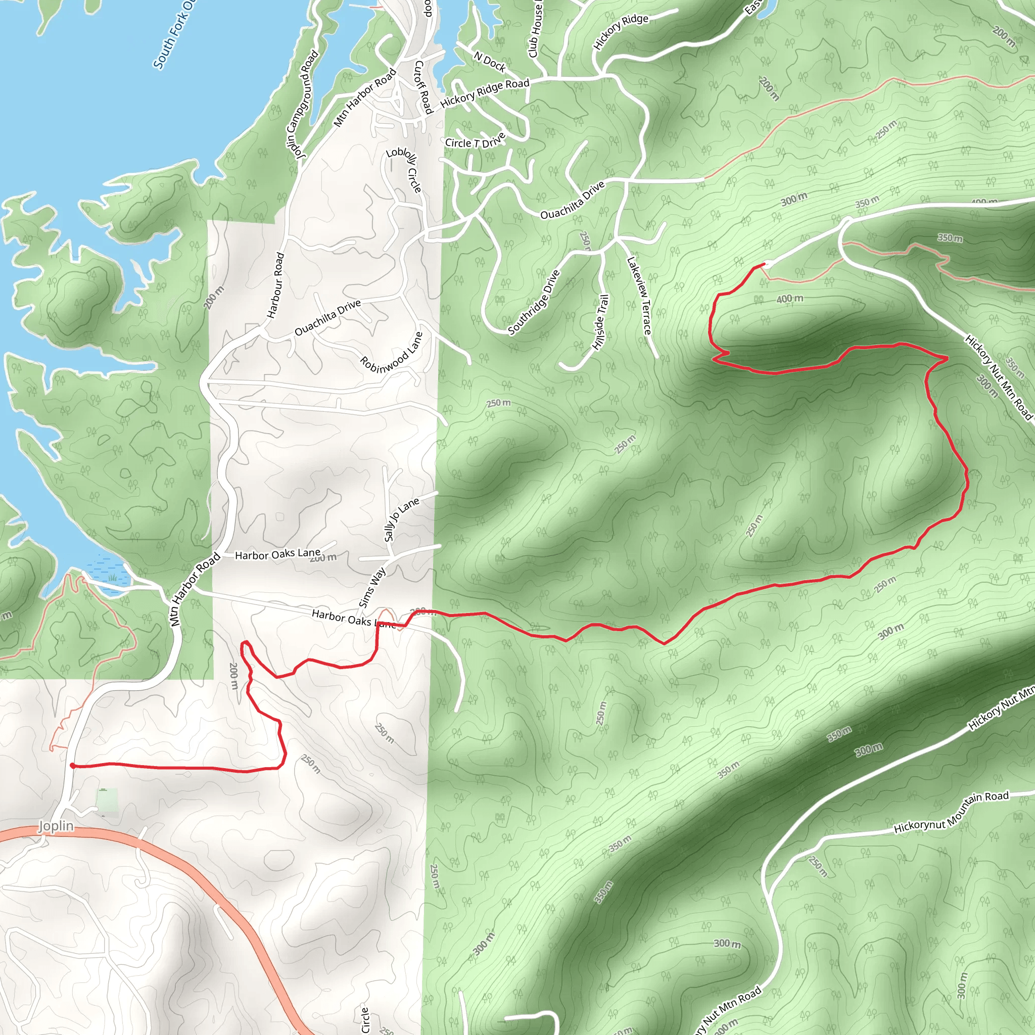 Lake Ouachita Vista Trail Out and Back mobile static map