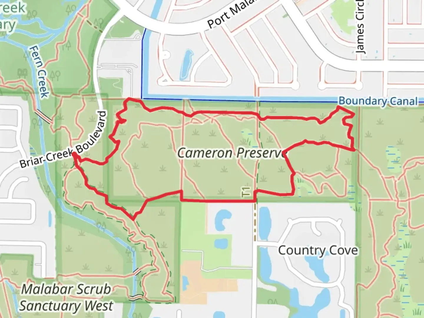 An image depicting the trail Red Trail and Yellow West Loop Trail and its surrounding area.