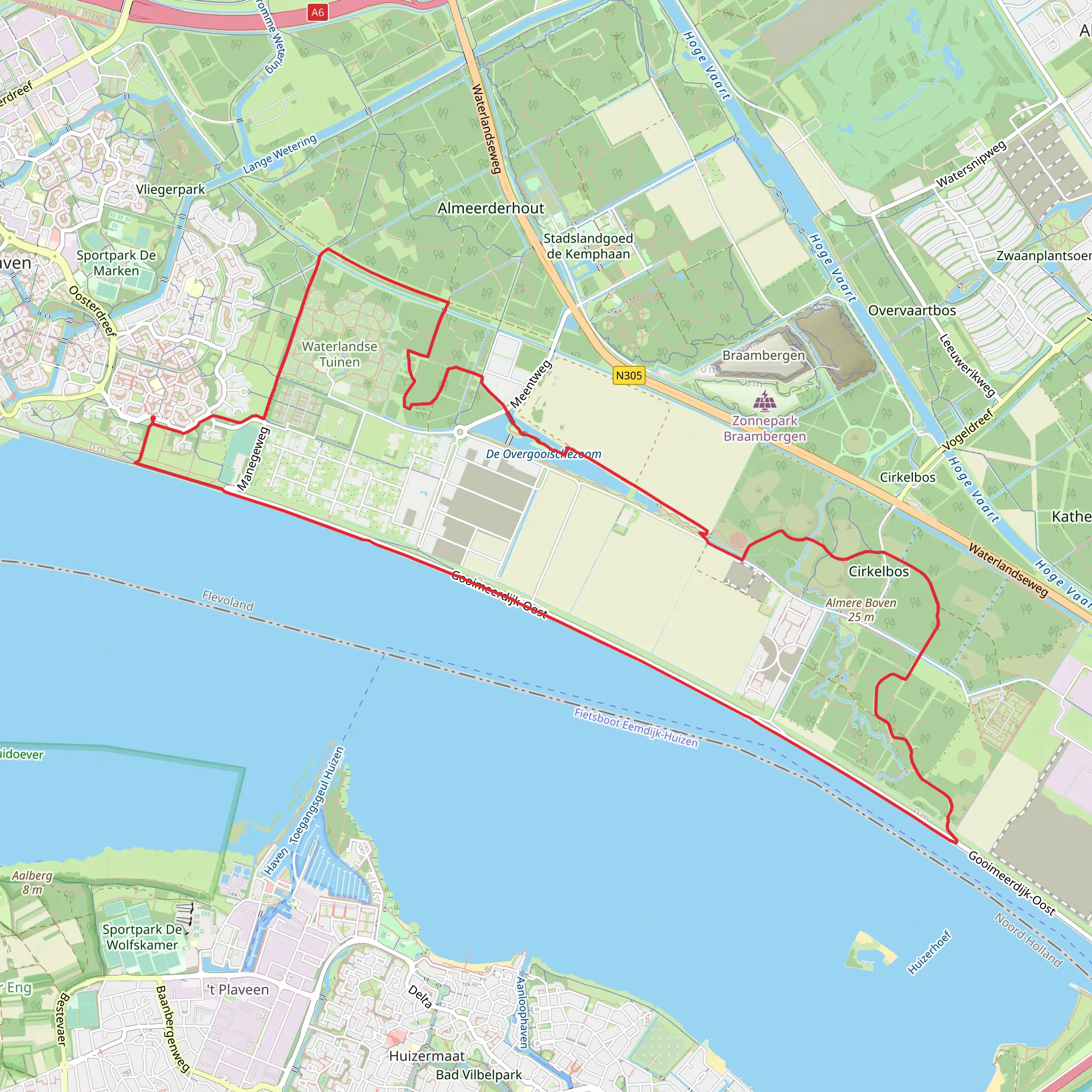 Schapenbos, Cirkelbos and Gooimeerdijk Loop mobile static map