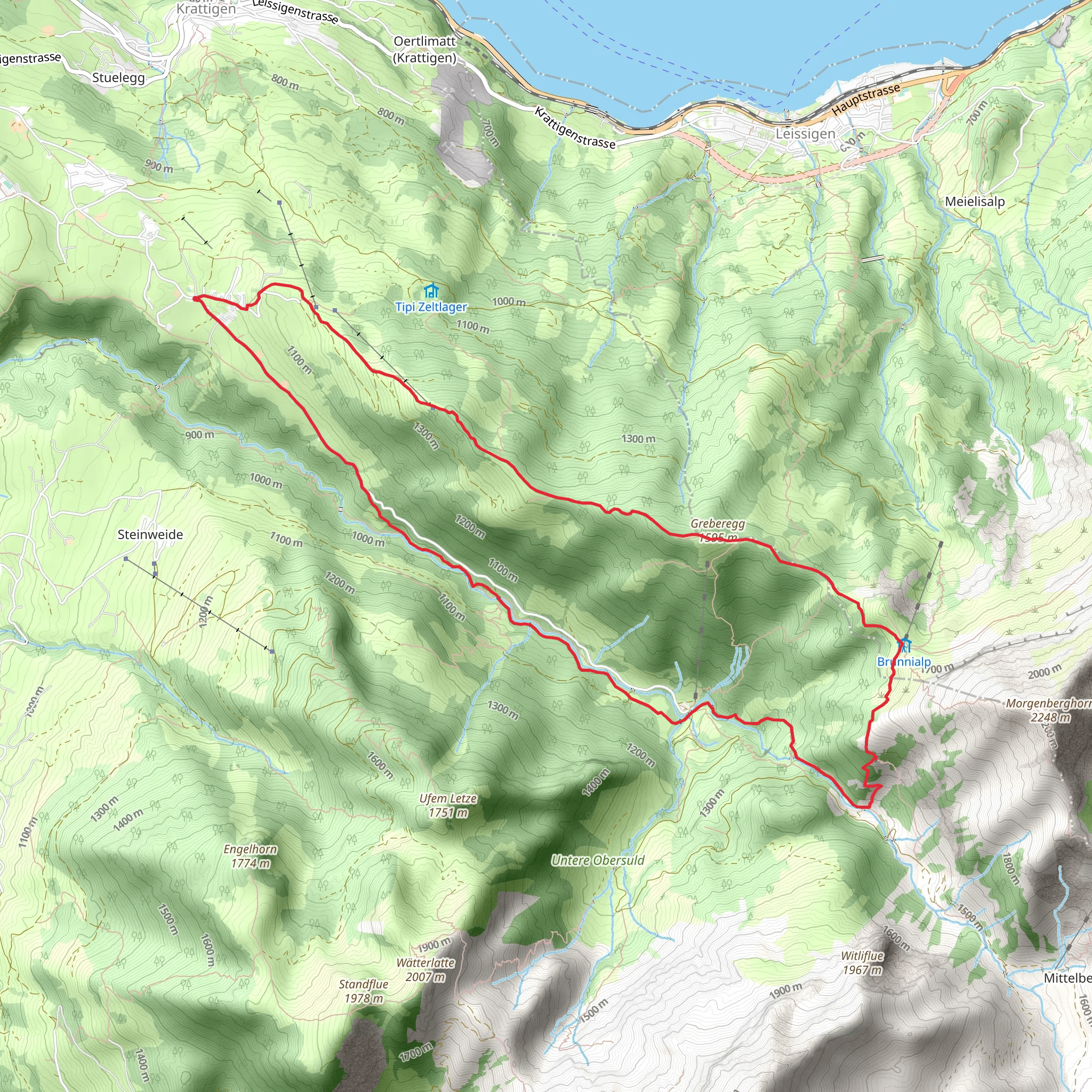 Greberegg to Pochtenfall mobile static map