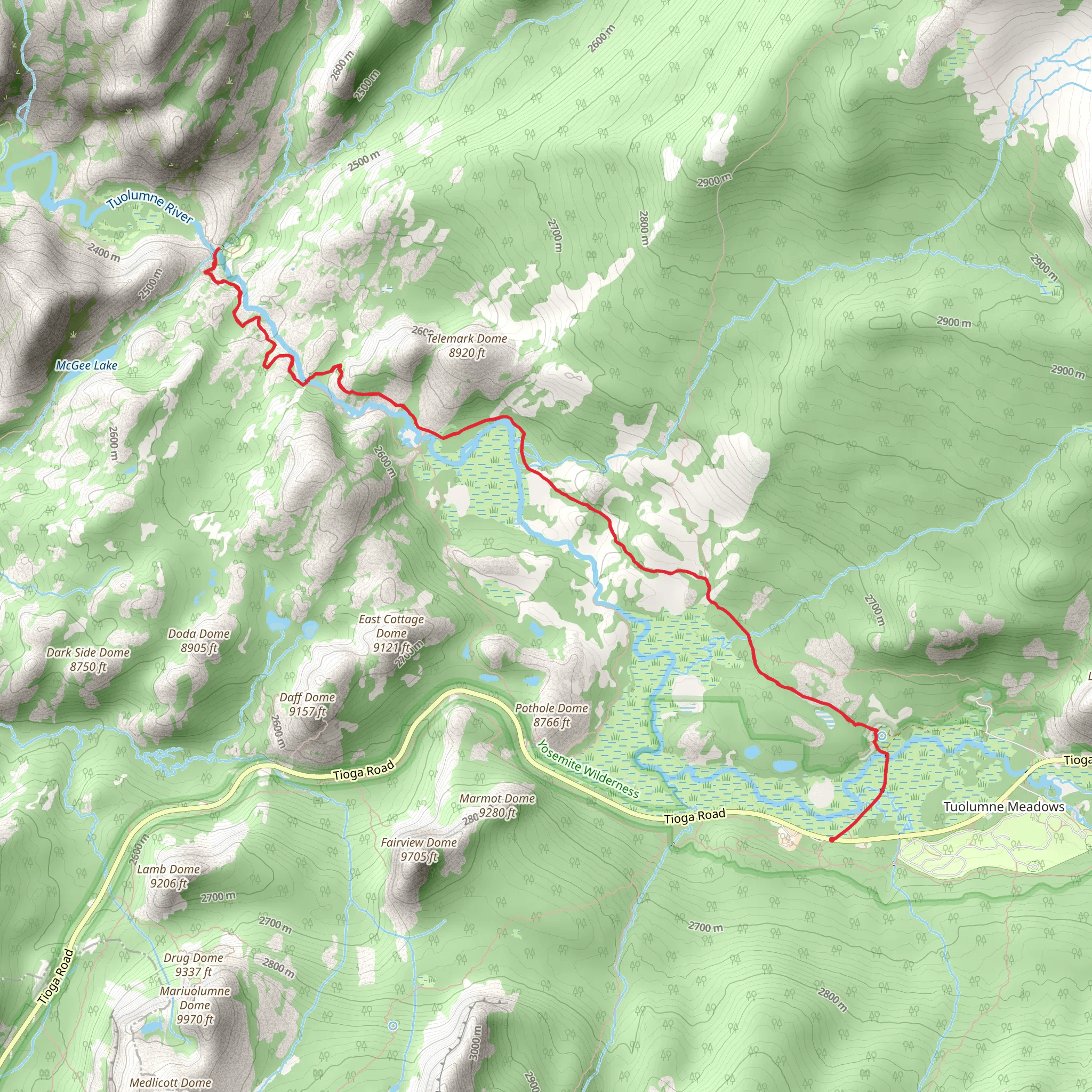 Glen Aulin Trail mobile static map